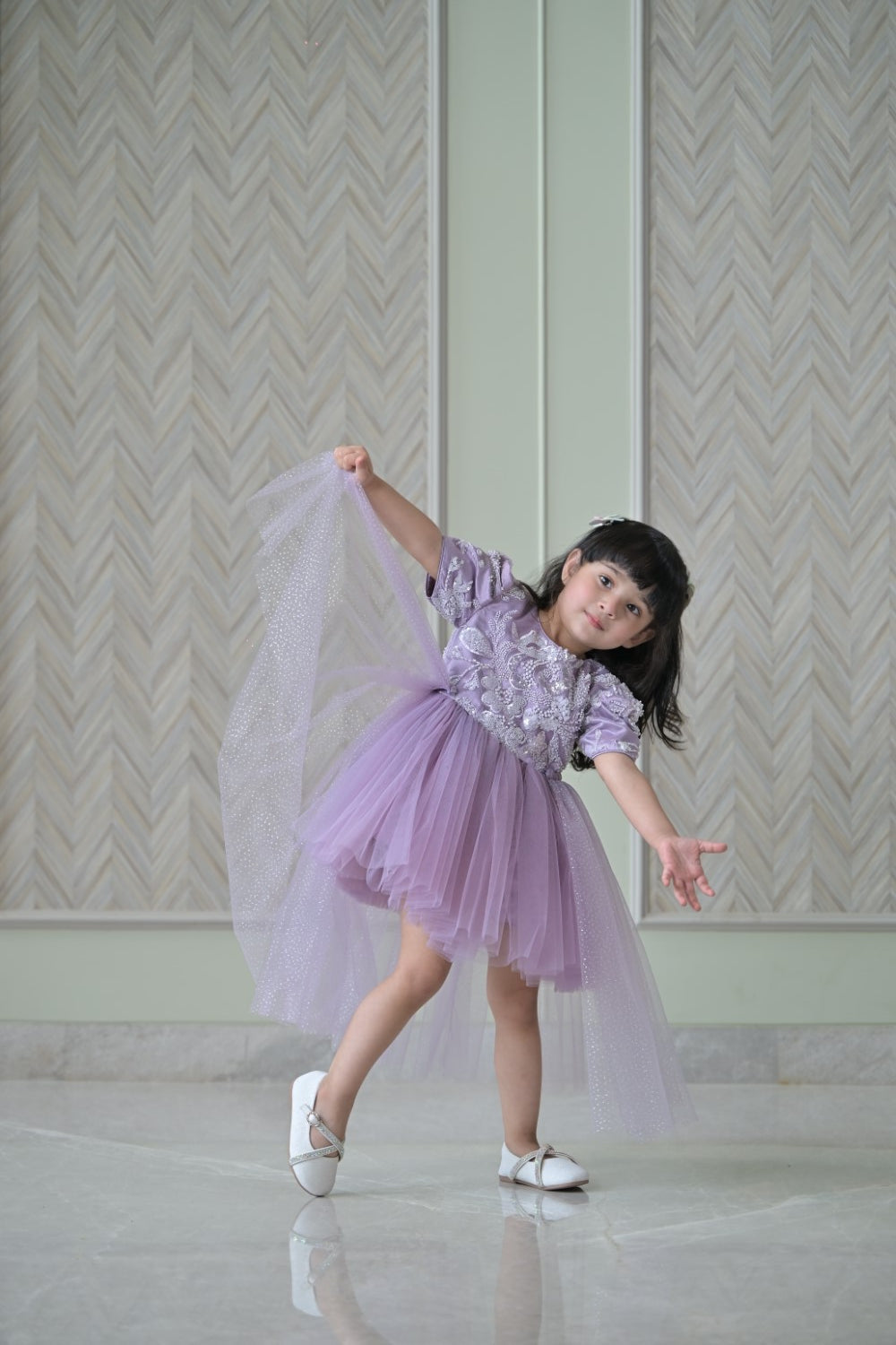 Lavender Seuence Dress With Back Flair