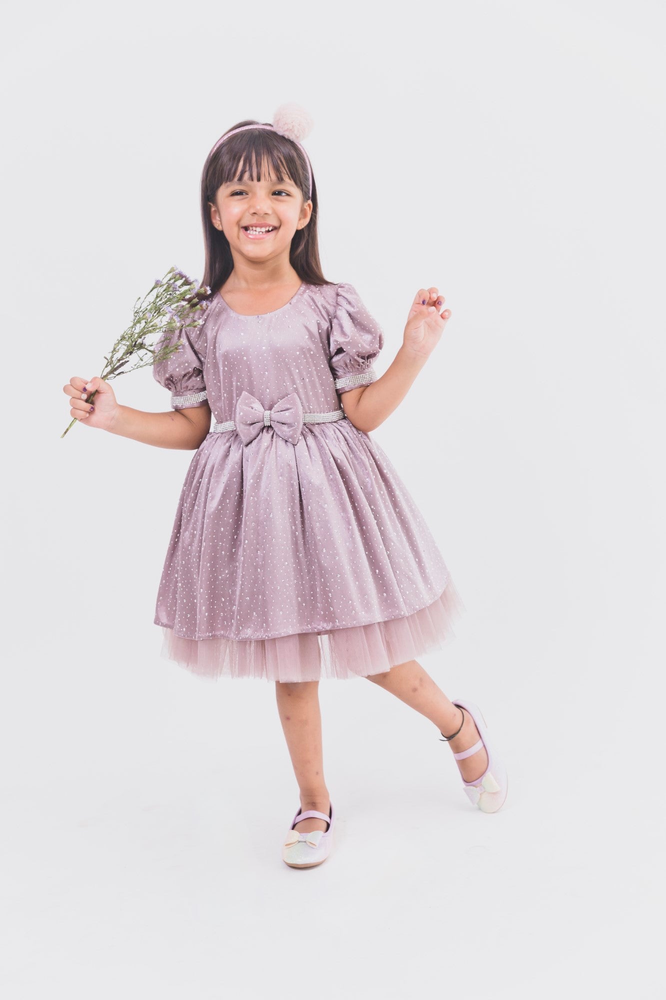 Lavender Satin Crystal Dress