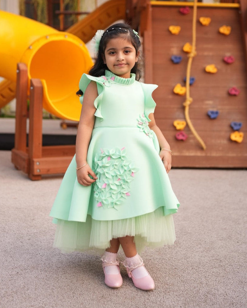 Mint Green Garden Short Long Gown