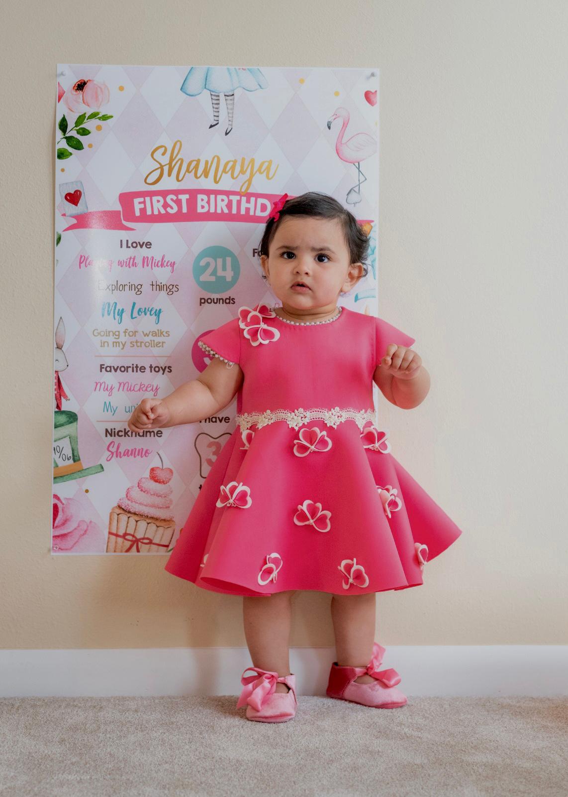 Fuchsia Pink Heart Flowers Lace Dress