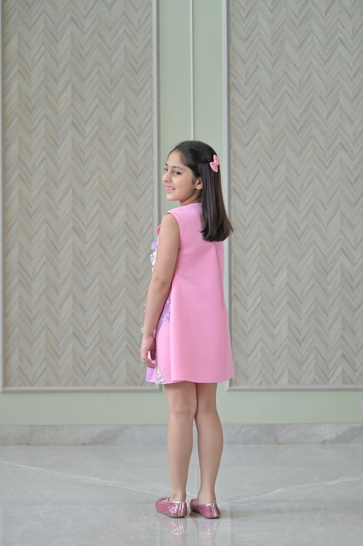 Lotus Pink Lots Of Bows A Line Dress