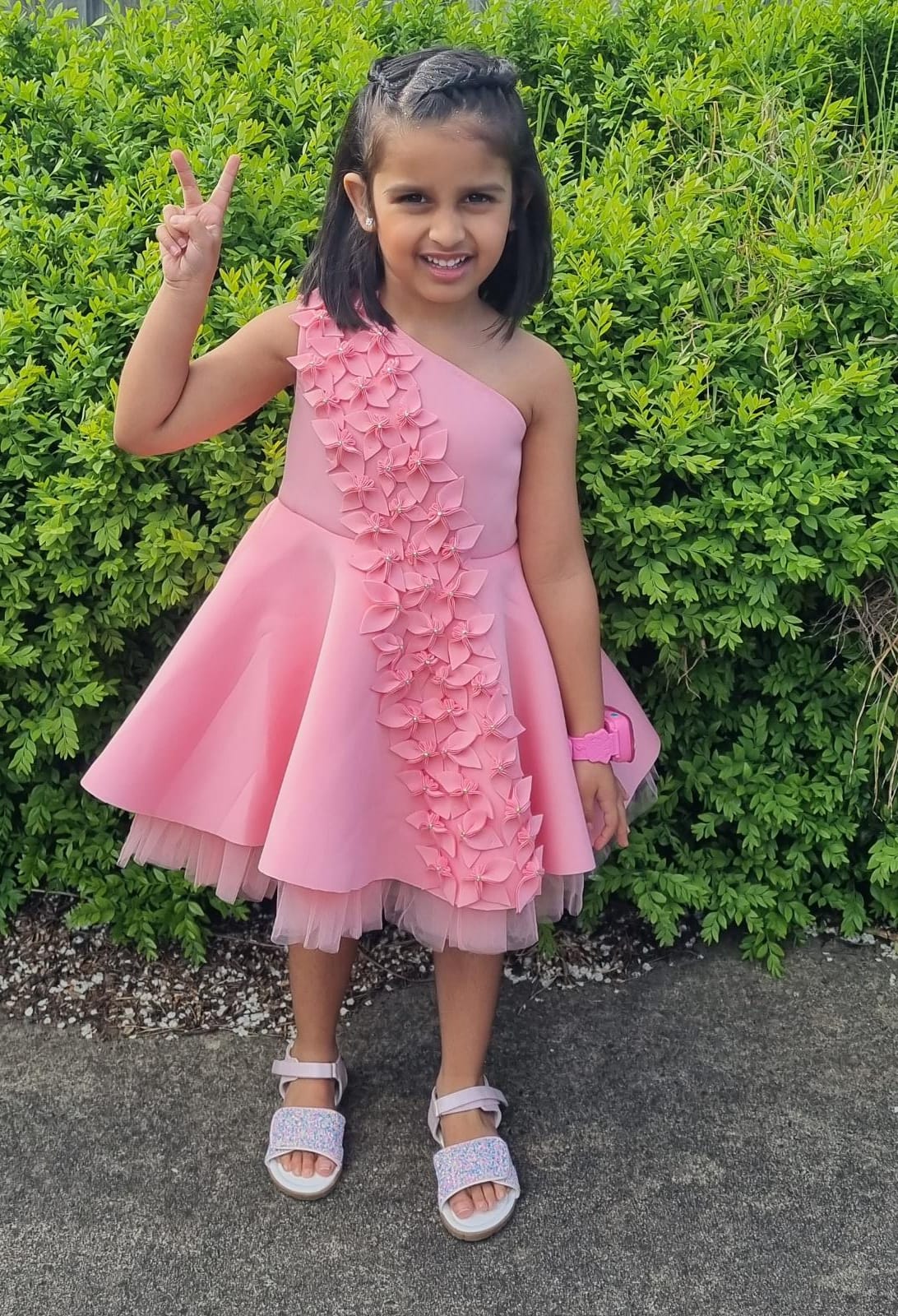 Lotus Pink Falling Fflowers Dress