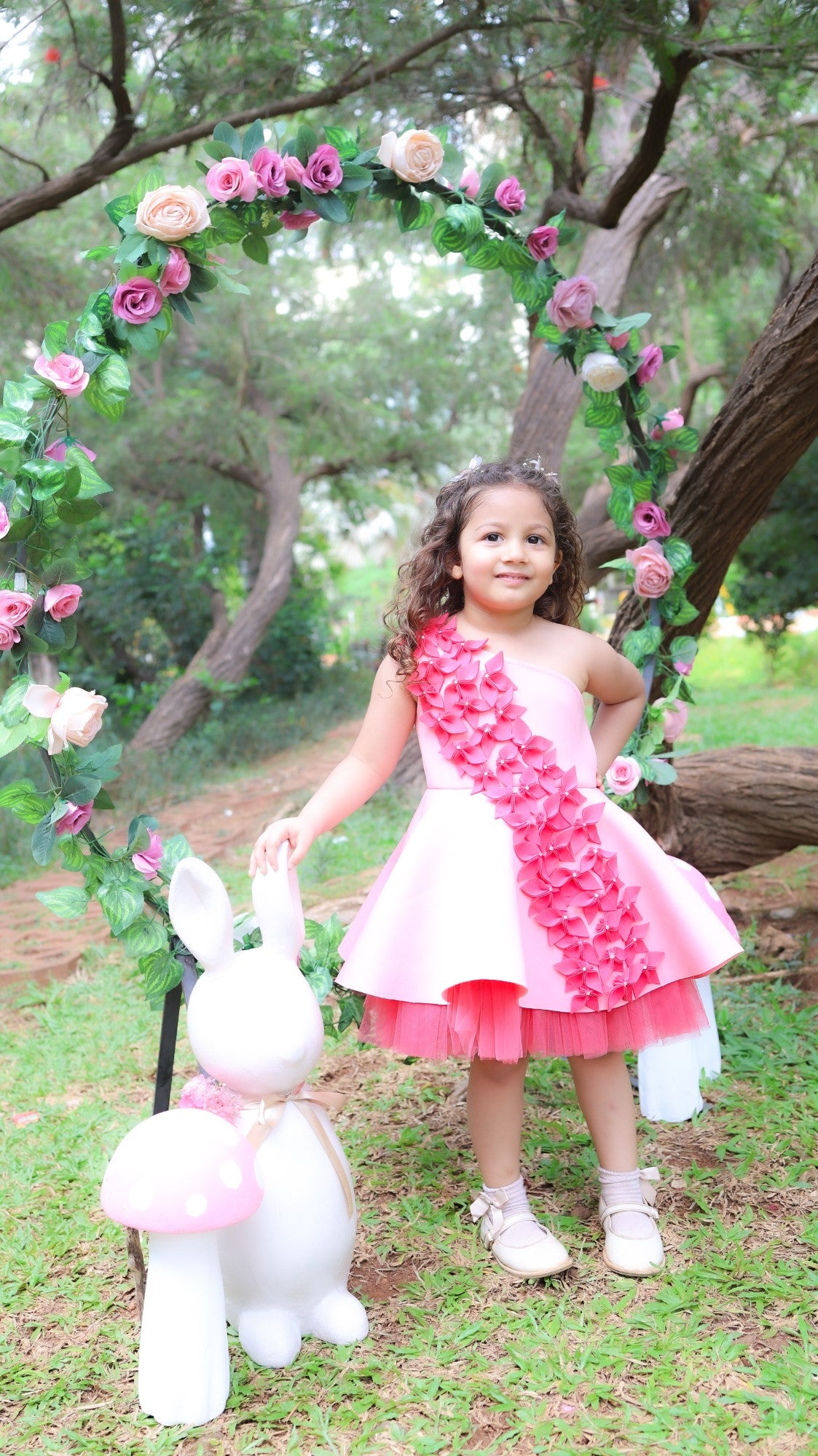 Shades Of Pink Falling Flowers Dress