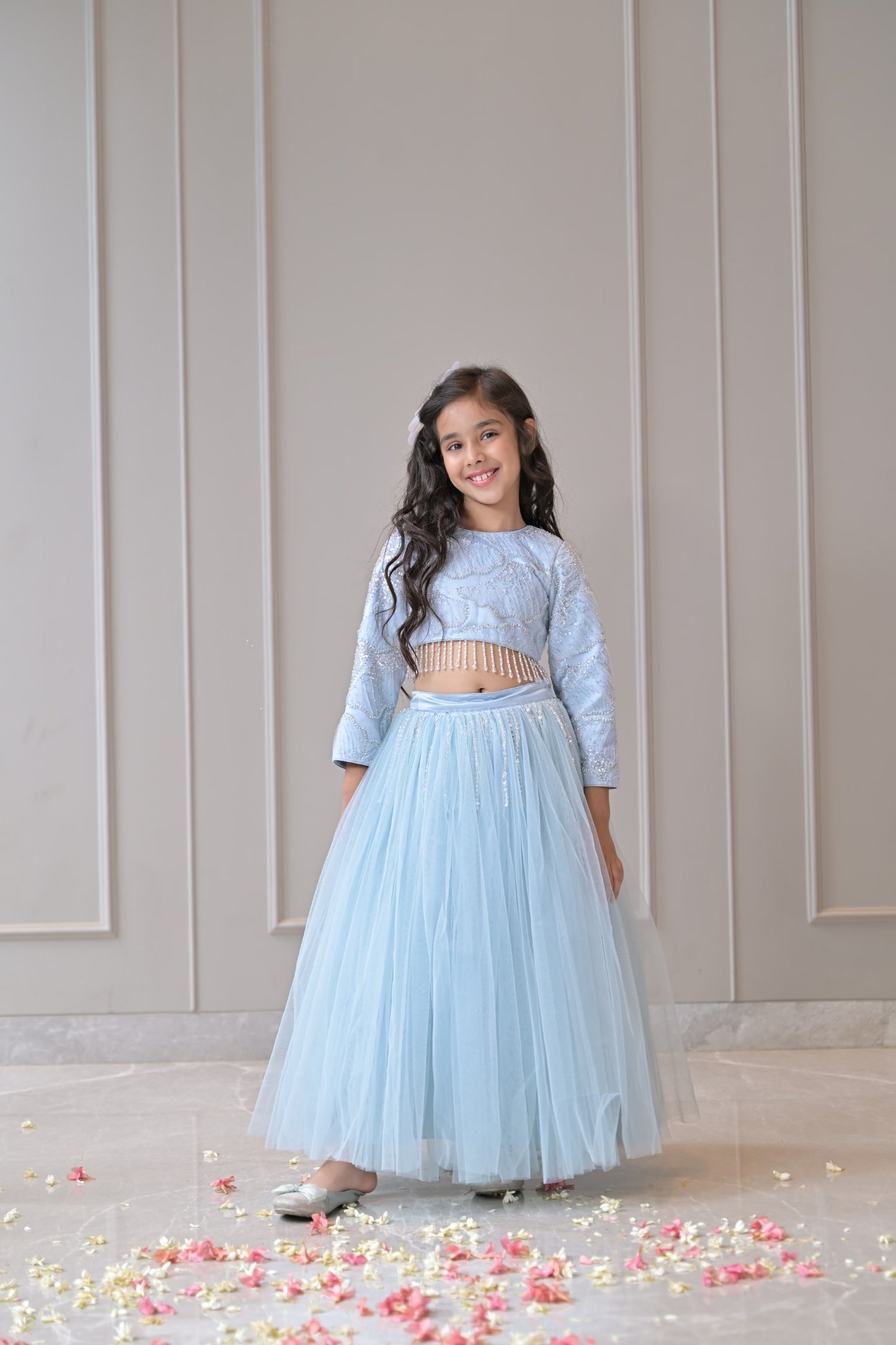 Powder Blue Silver Lehenga Set