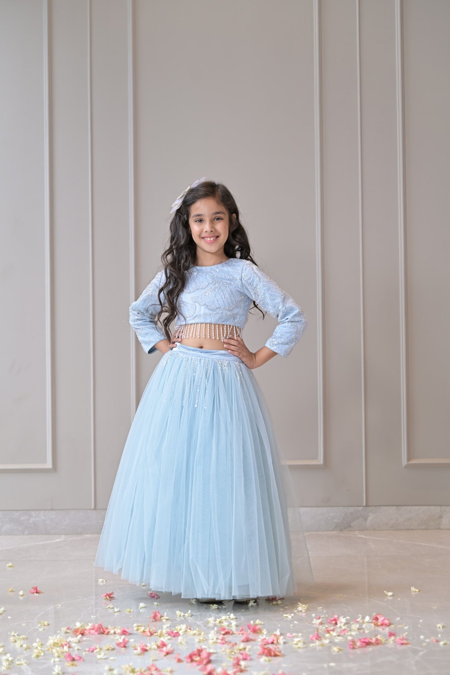 Powder Blue Silver Lehenga Set