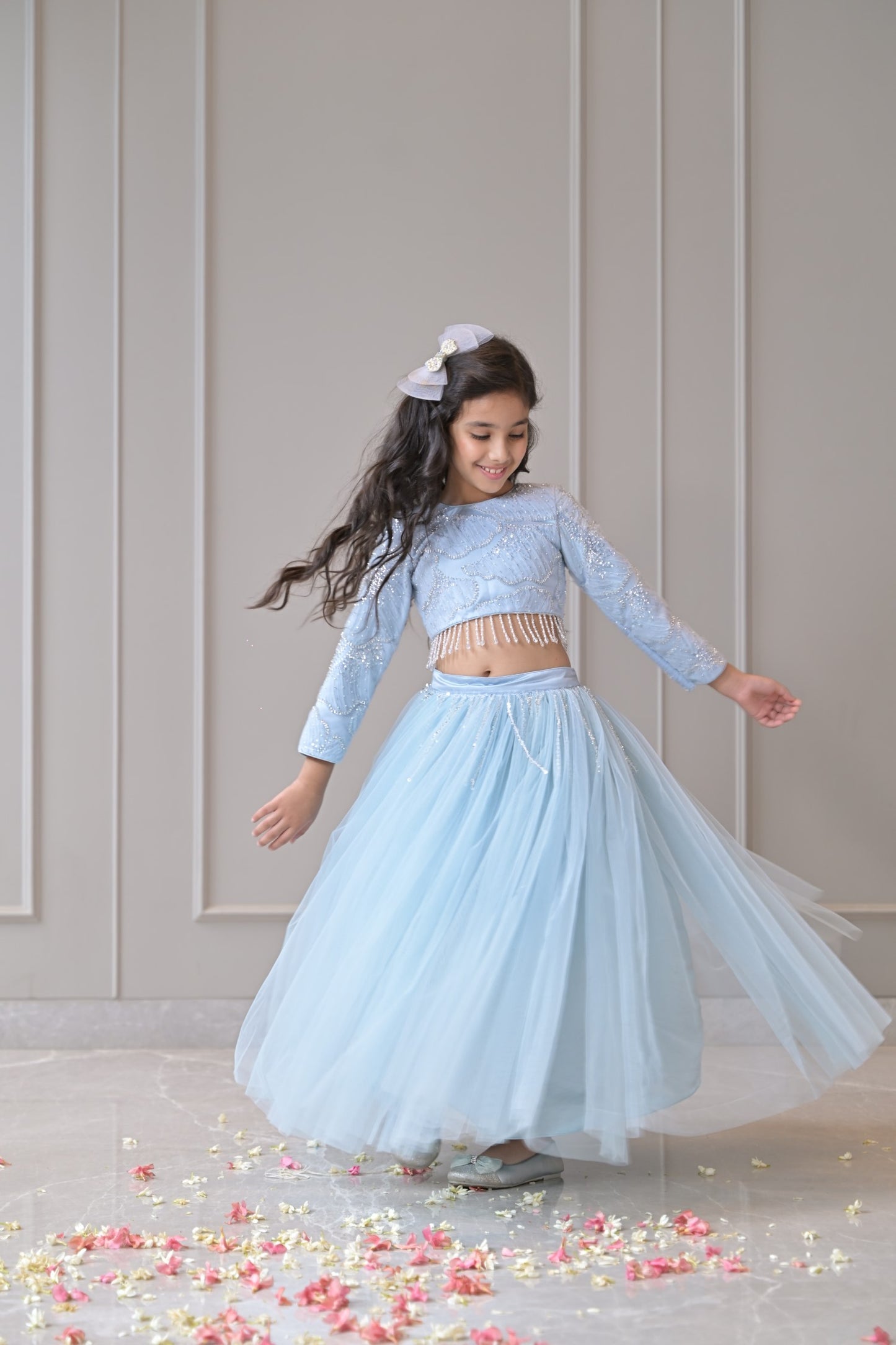 Powder Blue Silver Lehenga Set