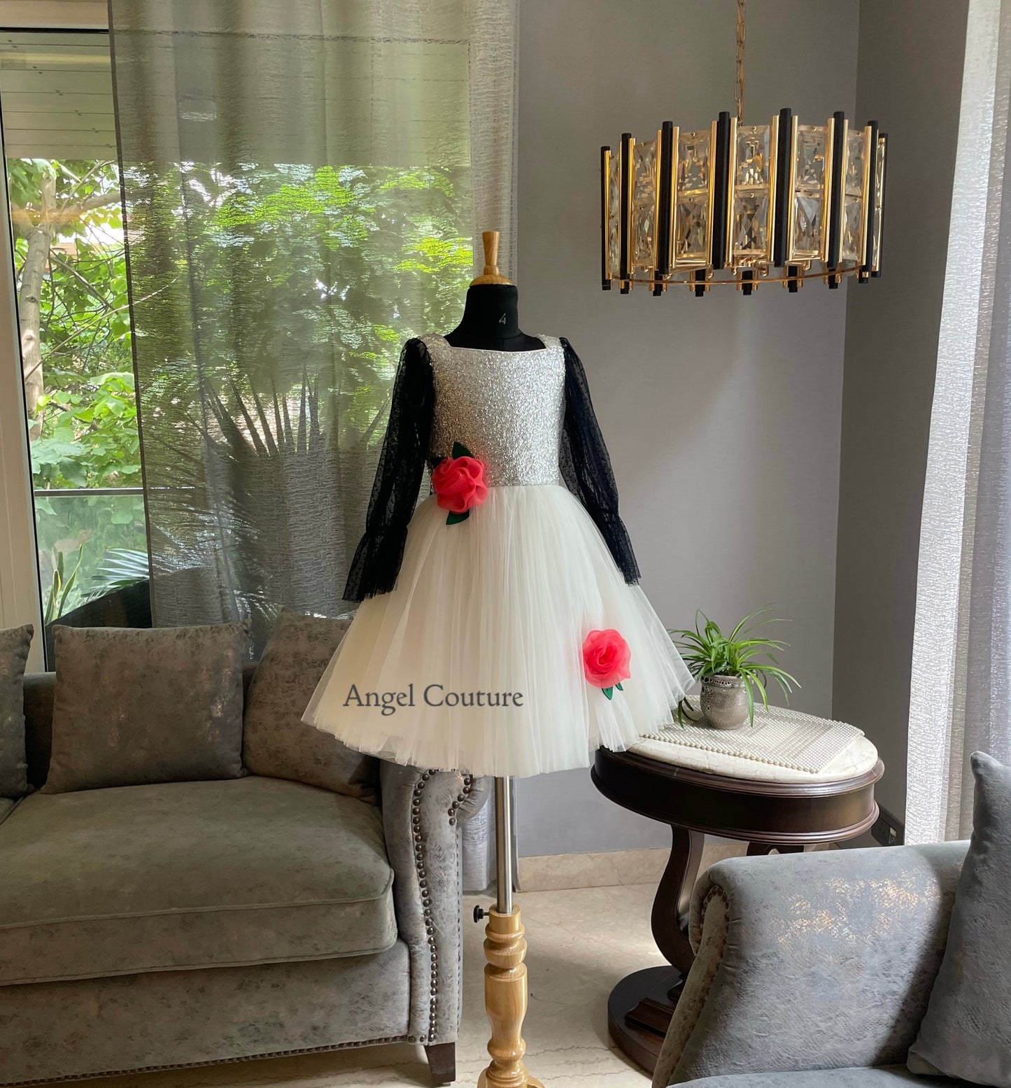 Silver Ivory Coral Rose Dress