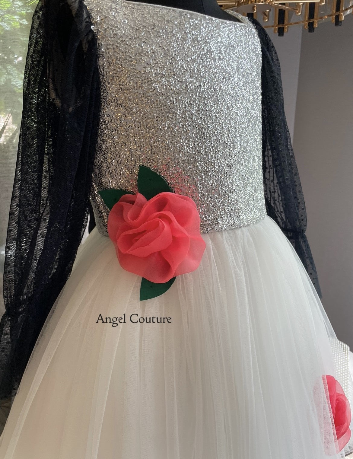 Silver Ivory Coral Rose Dress