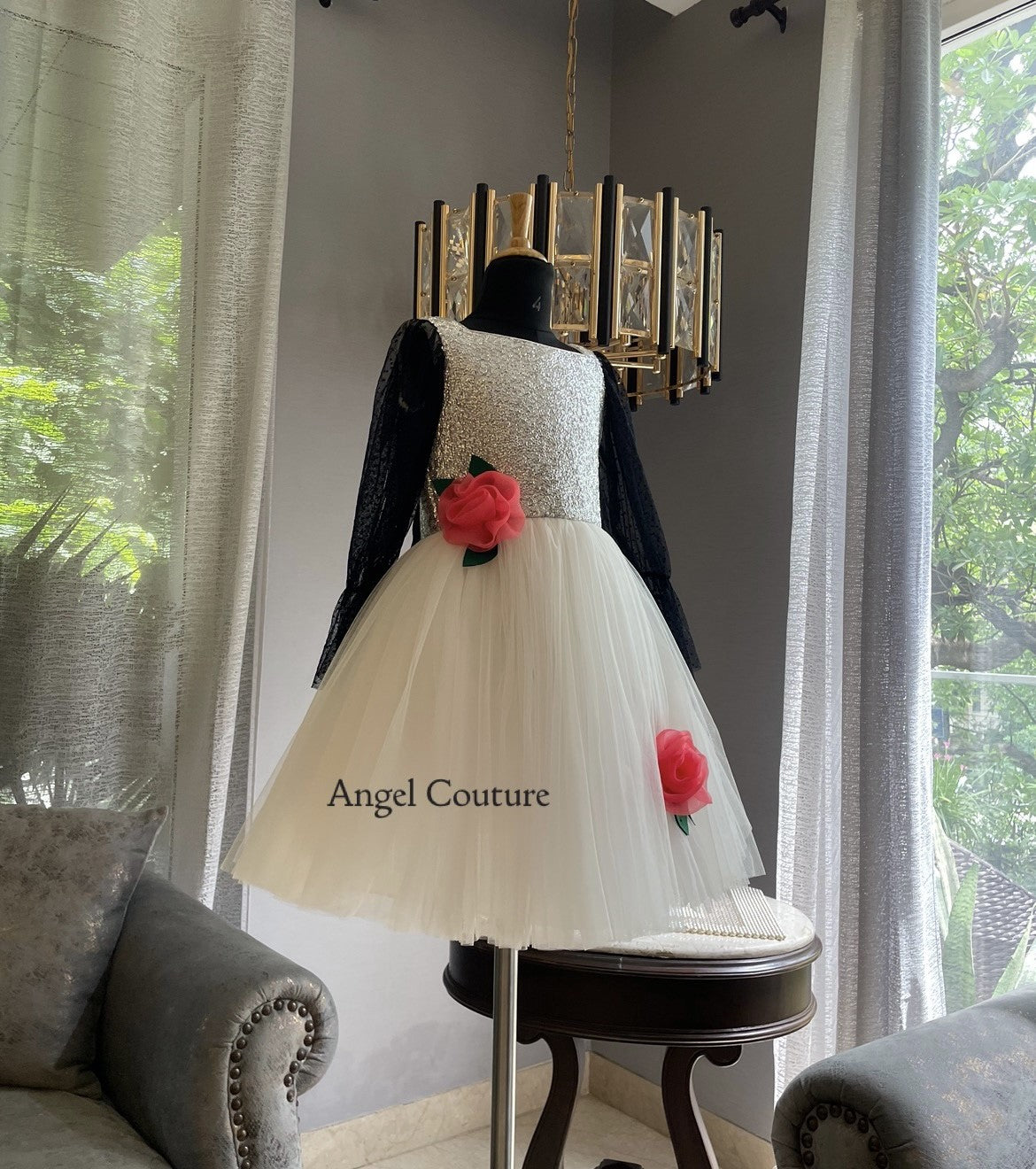 Silver Ivory Coral Rose Dress
