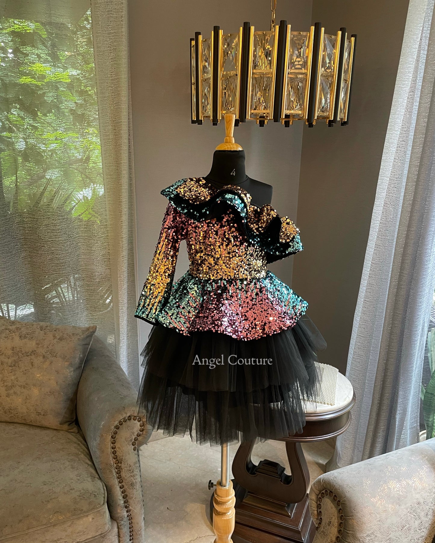 Black One Shoulder Disco Dress