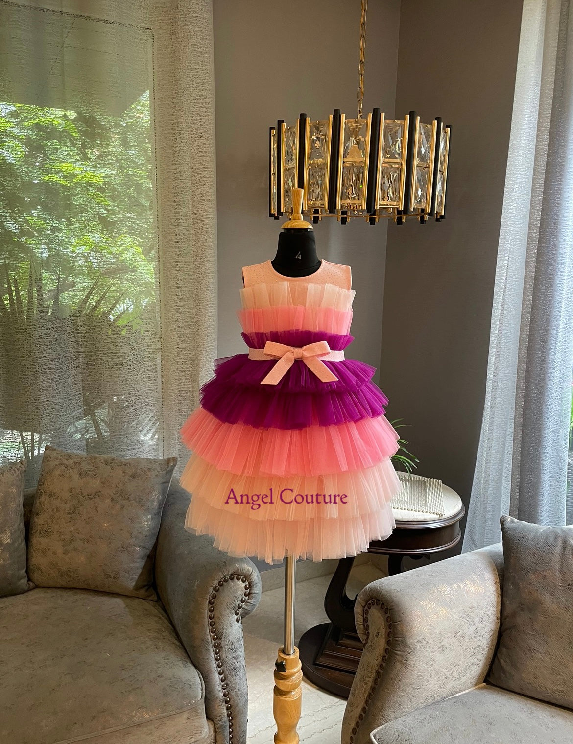 Shades Of Pink Purple Multilayer Dress