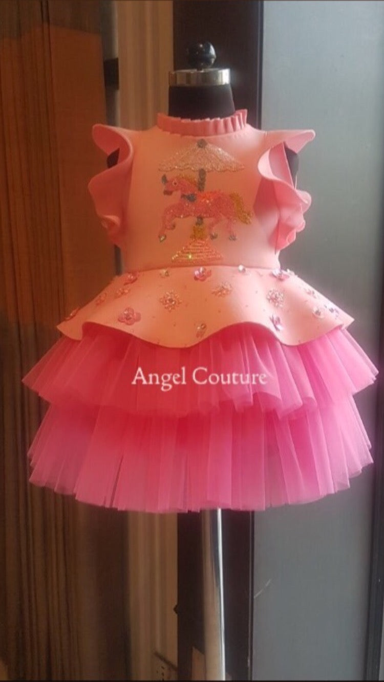 Baby Pink Unicorn Craousel Dress