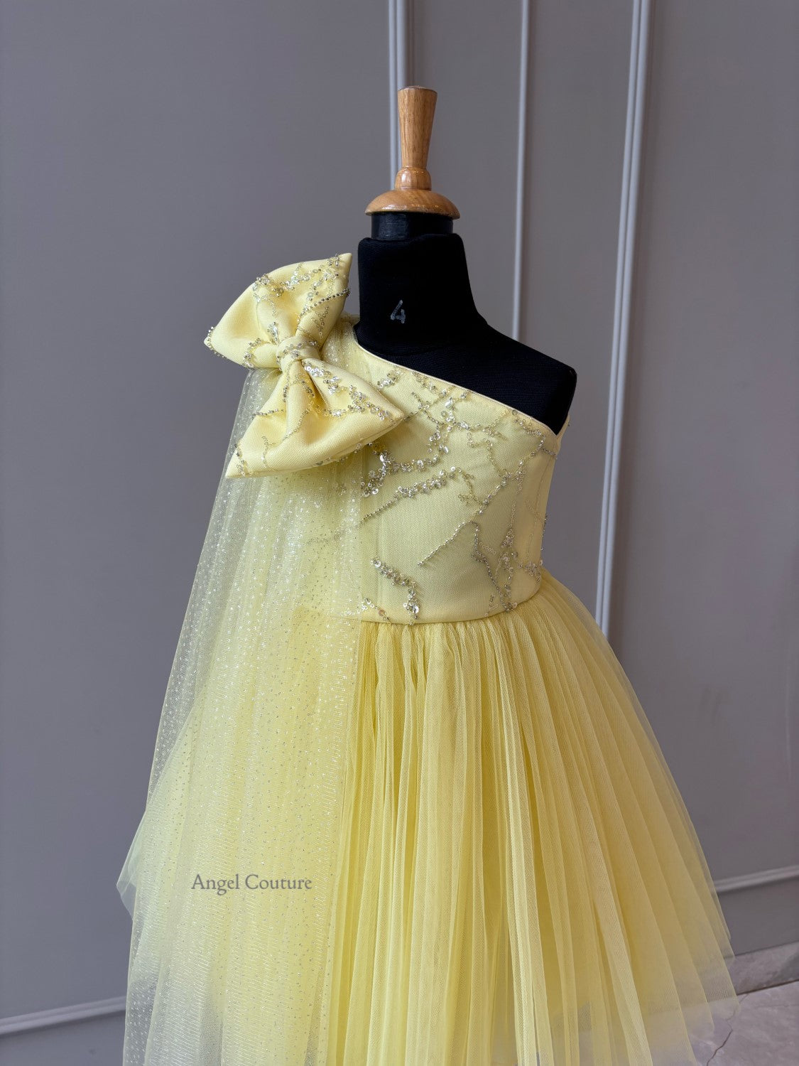 Lemon Sequence One Shoulder Glitter Drape Dress