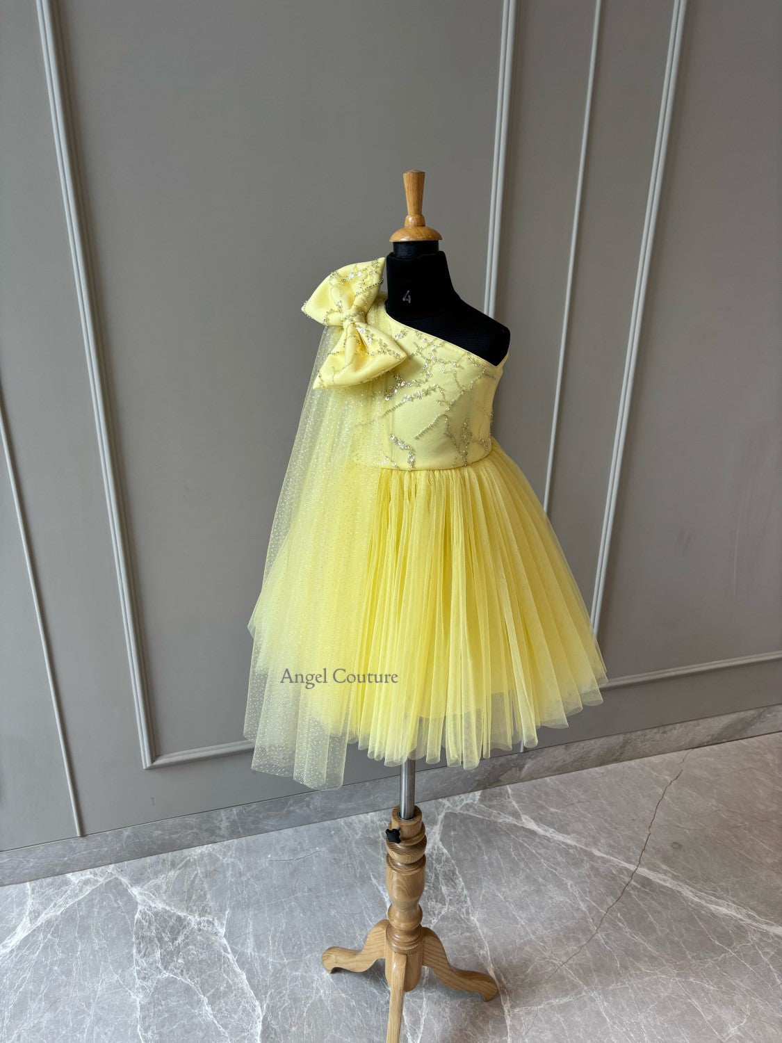 Lemon Sequence One Shoulder Glitter Drape Dress
