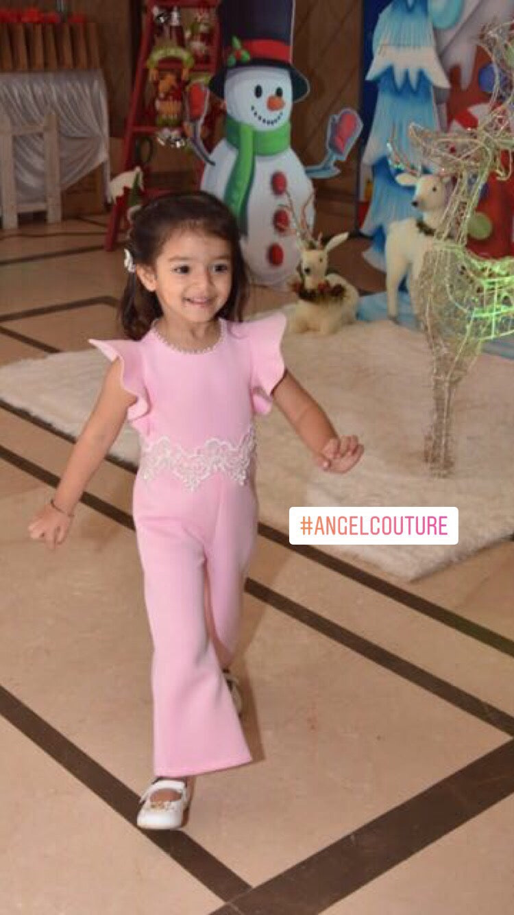 Baby Pink Lace Jumpsuit