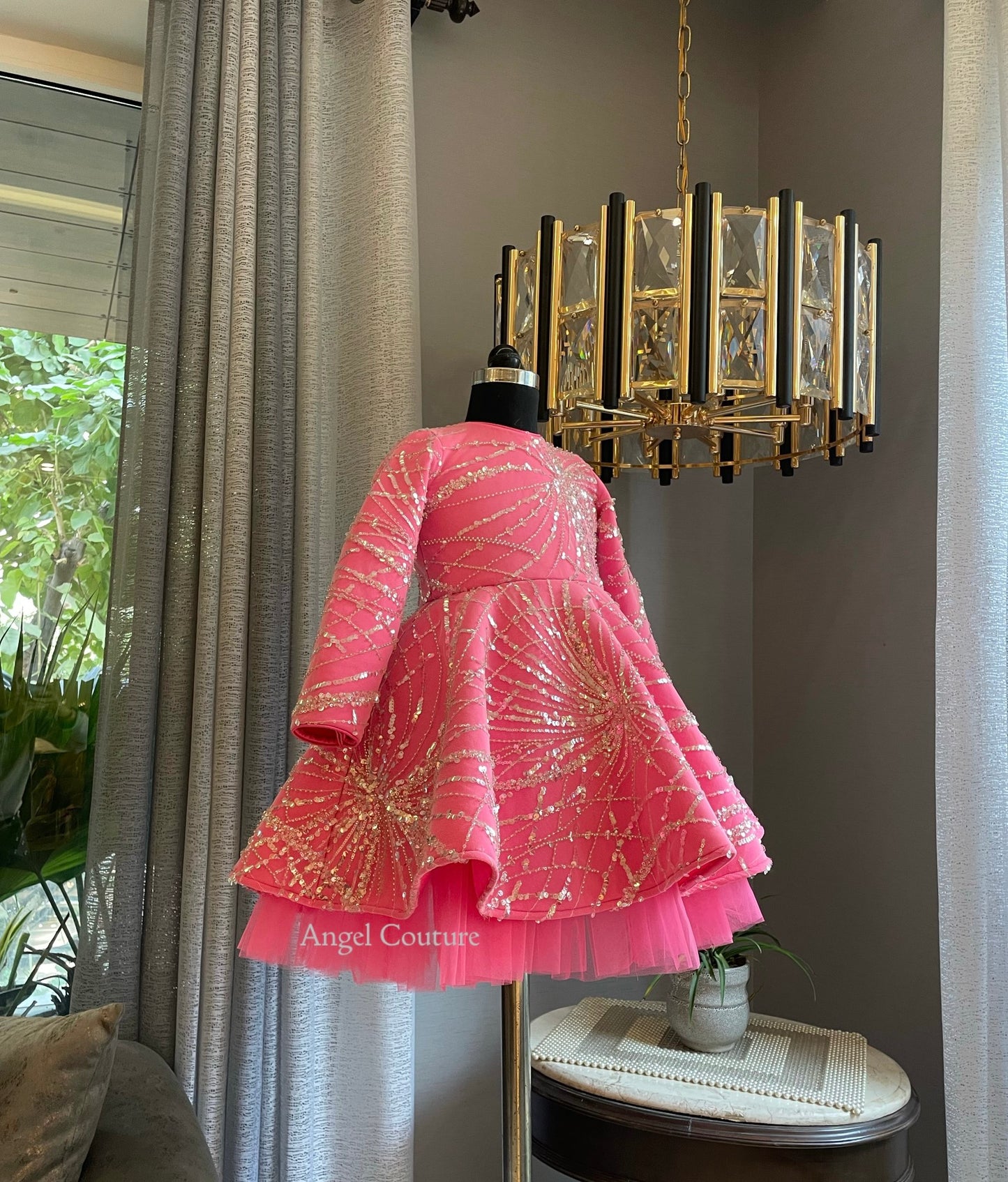Fuchsia Pink Spider Sequence Dress