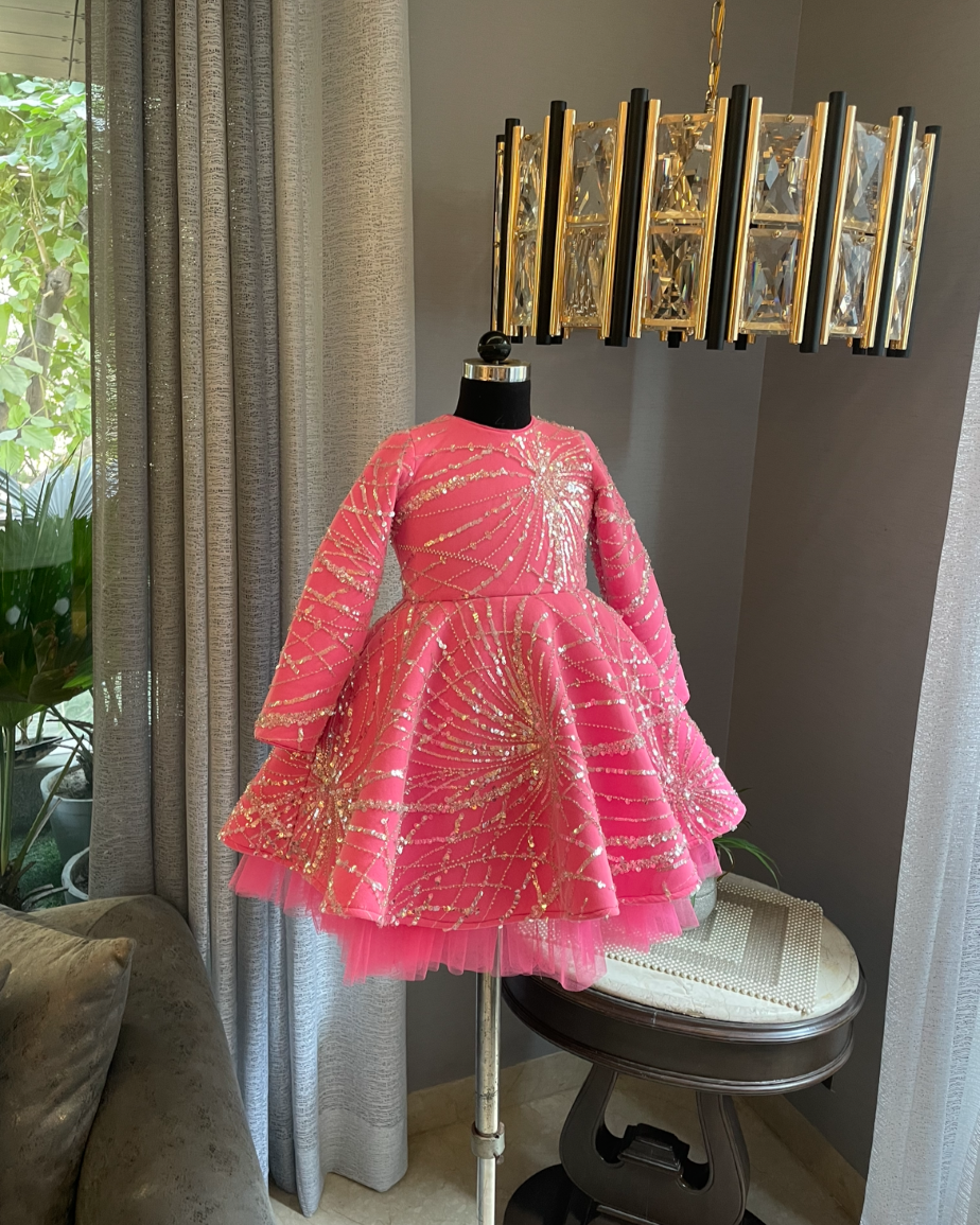 Fuchsia Pink Spider Sequence Dress
