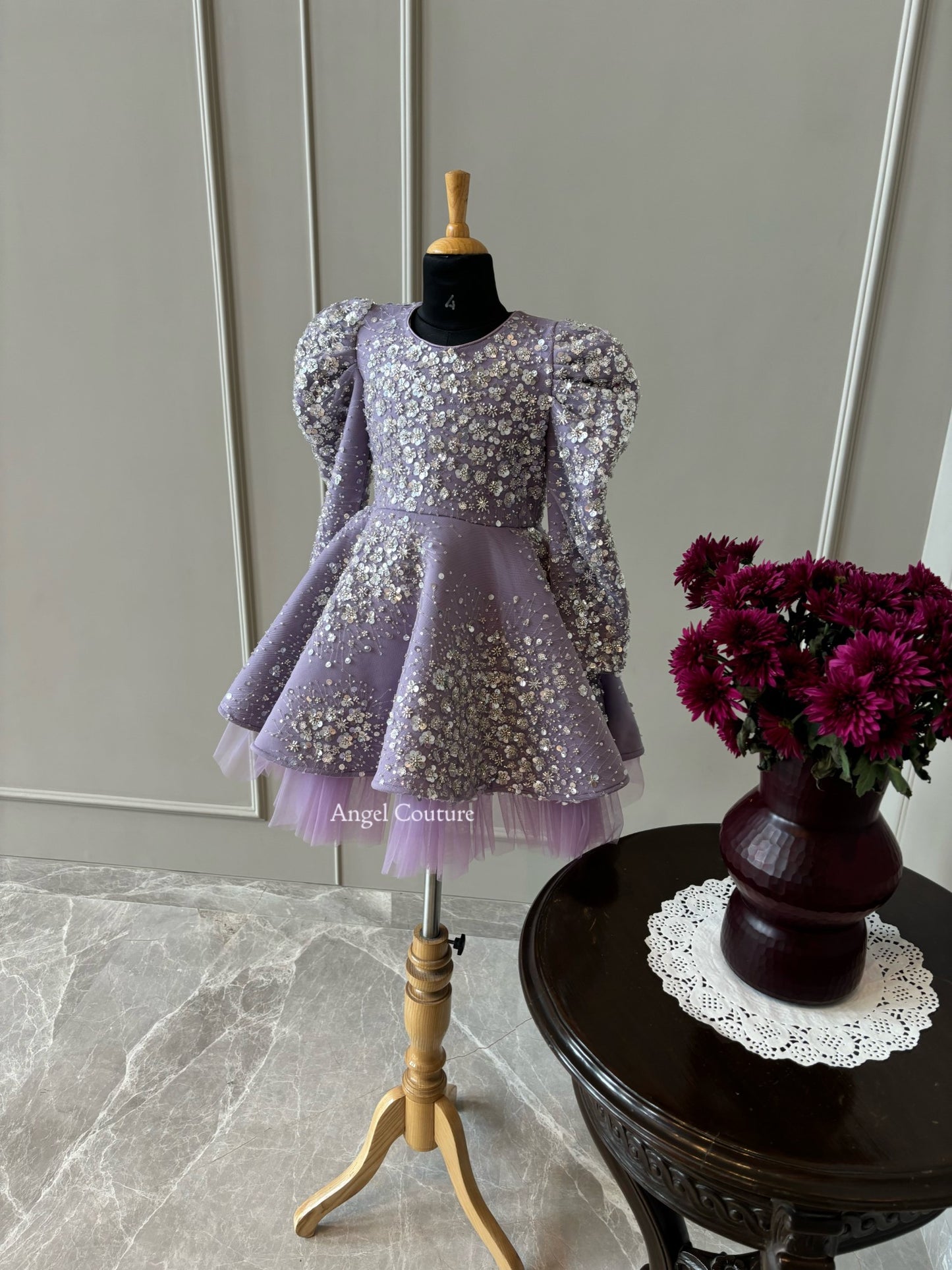 Lavender Silver Starry Sequence Dress