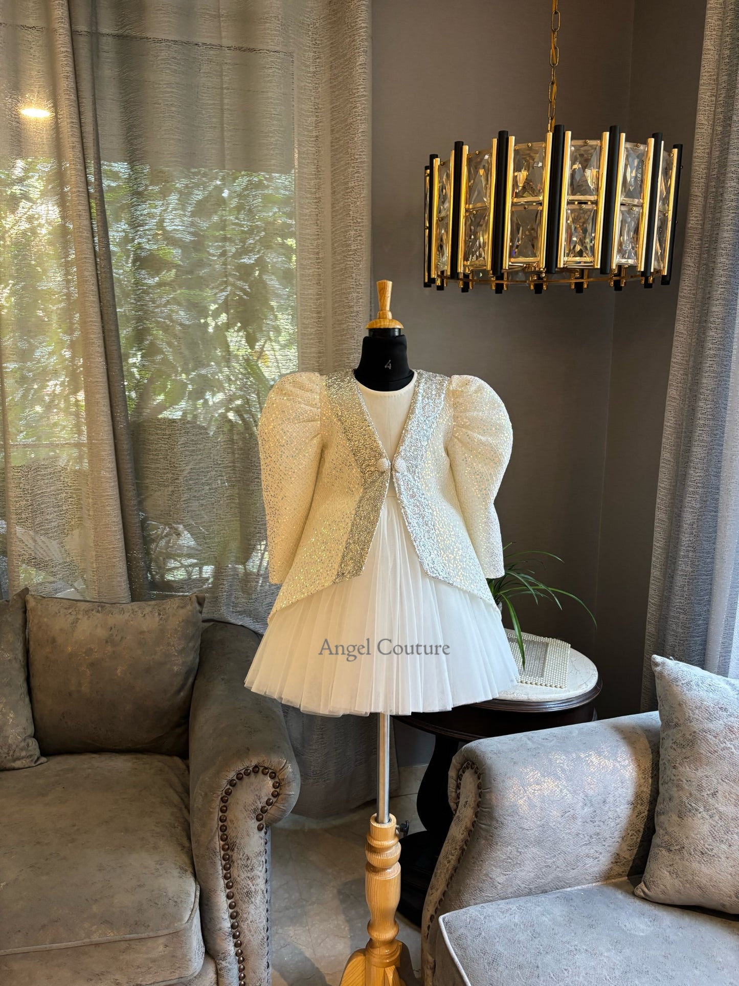 Ivory Silver Sequence Jacket Dress