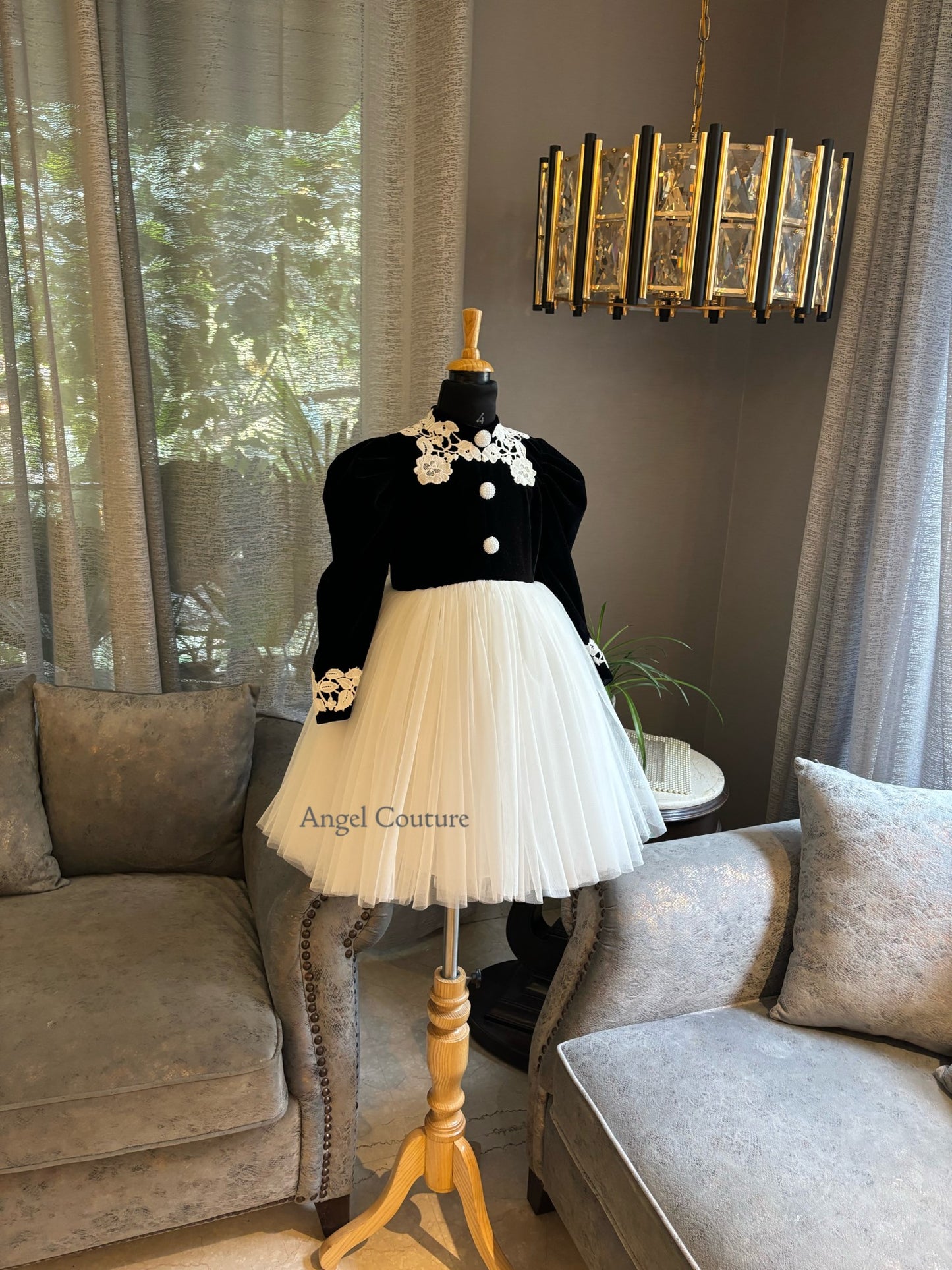 Ivory Black Lace Dress
