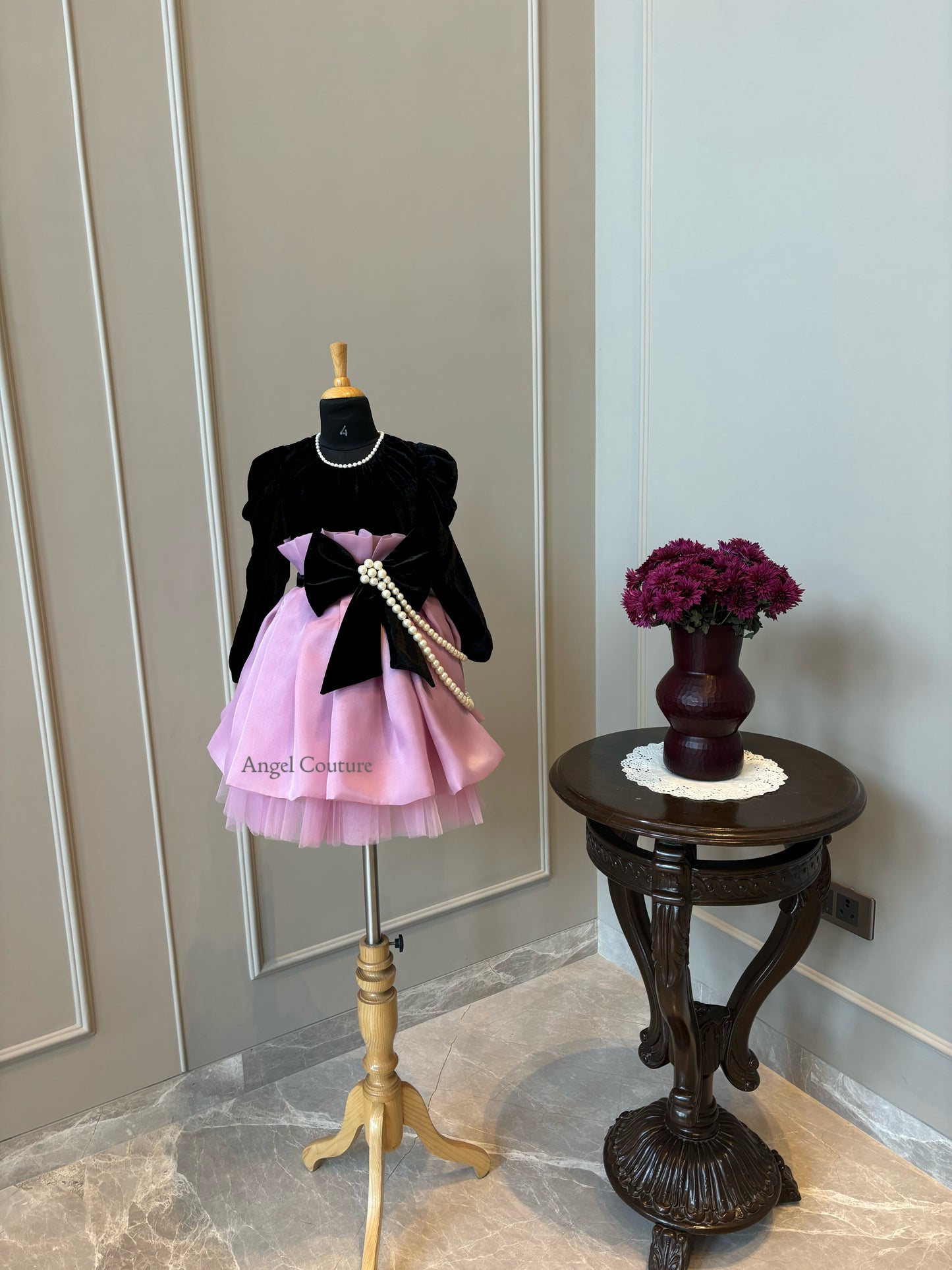 Black Lavender Pearl String Dress