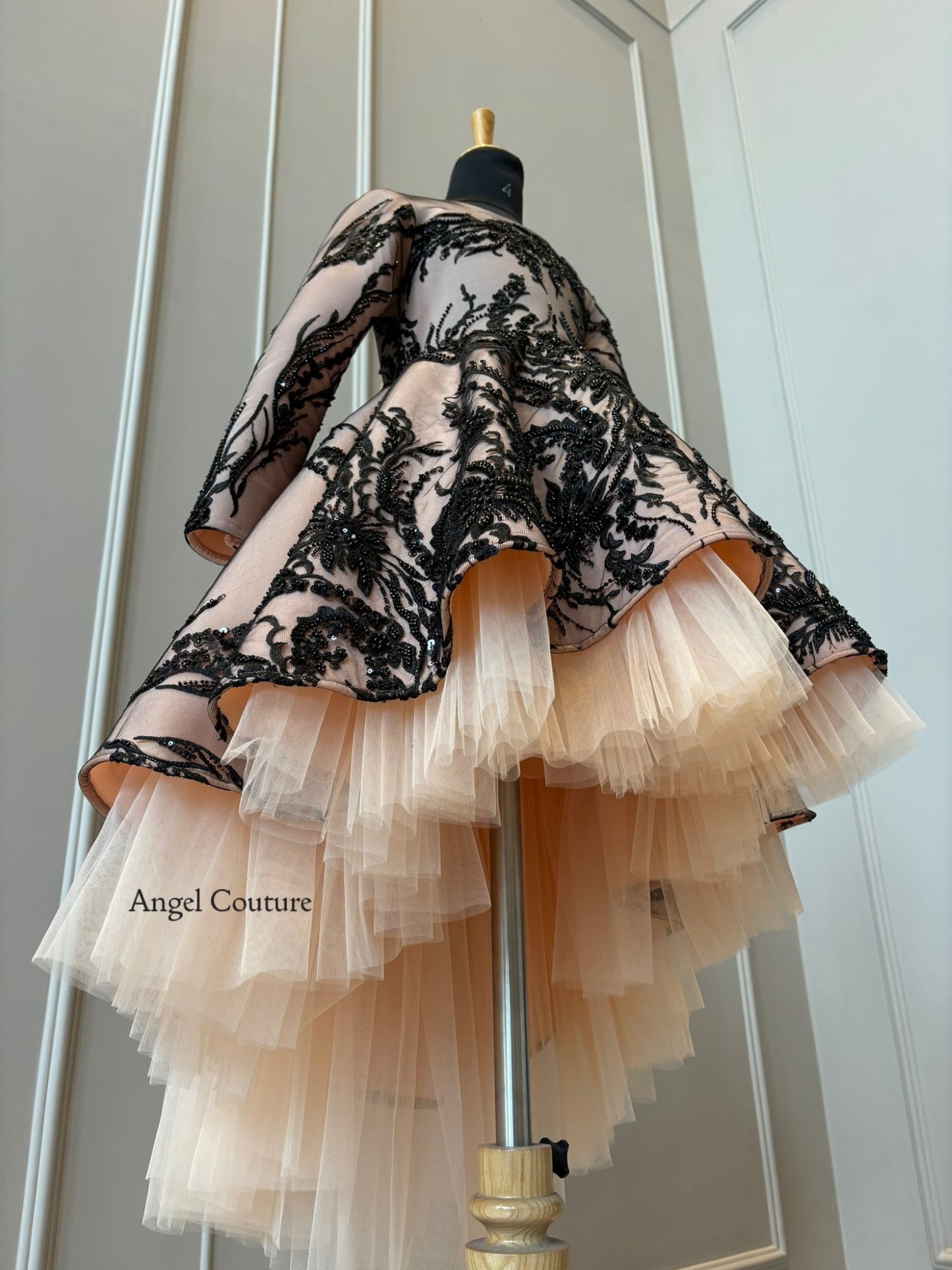 Peach Black Wild Sequence Short Long Gown