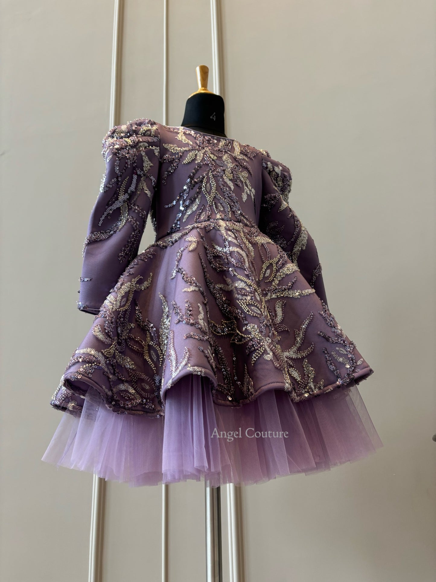 Lavender Silver Wild Flower Sequence Dress