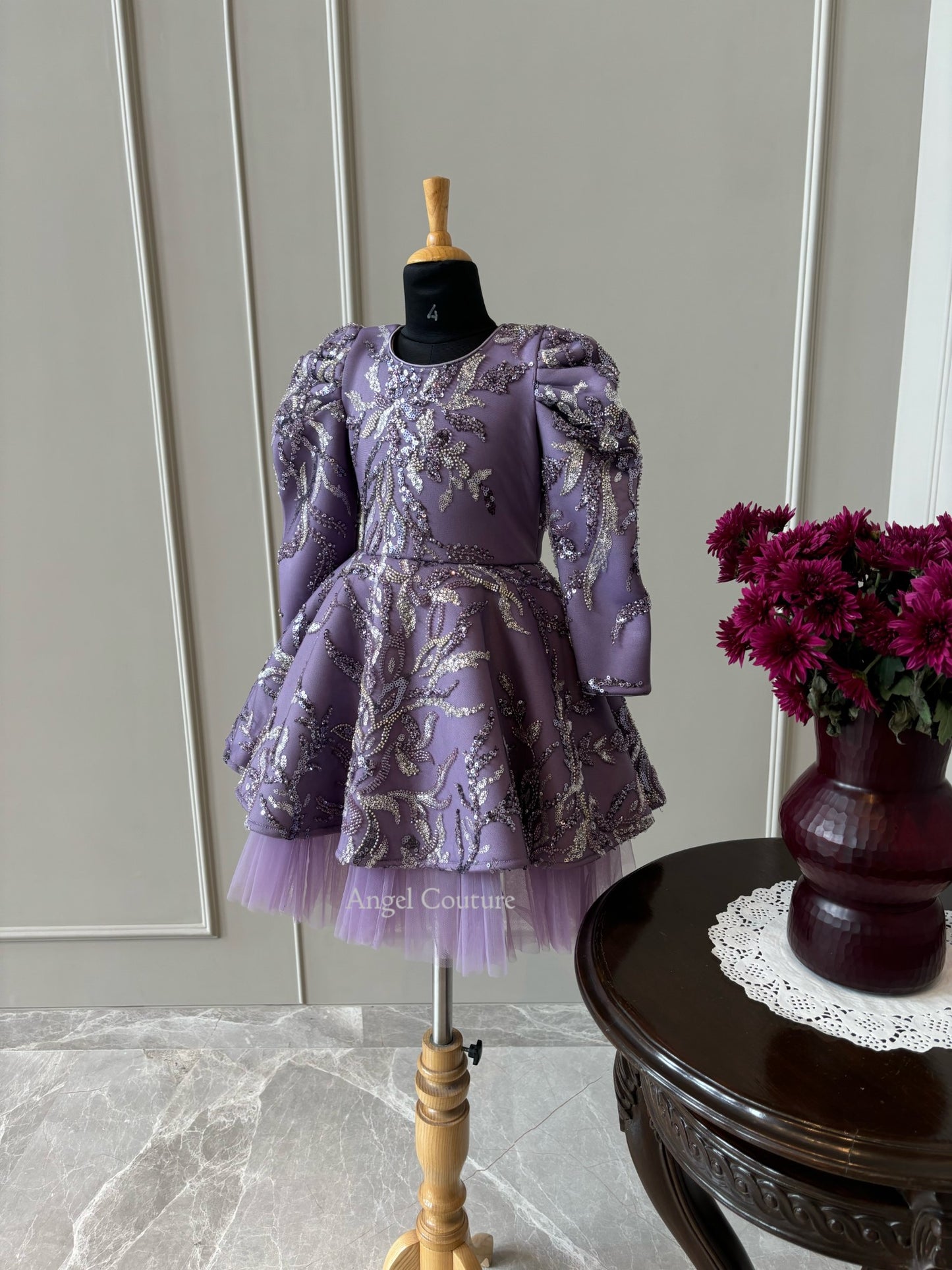 Lavender Silver Wild Flower Sequence Dress