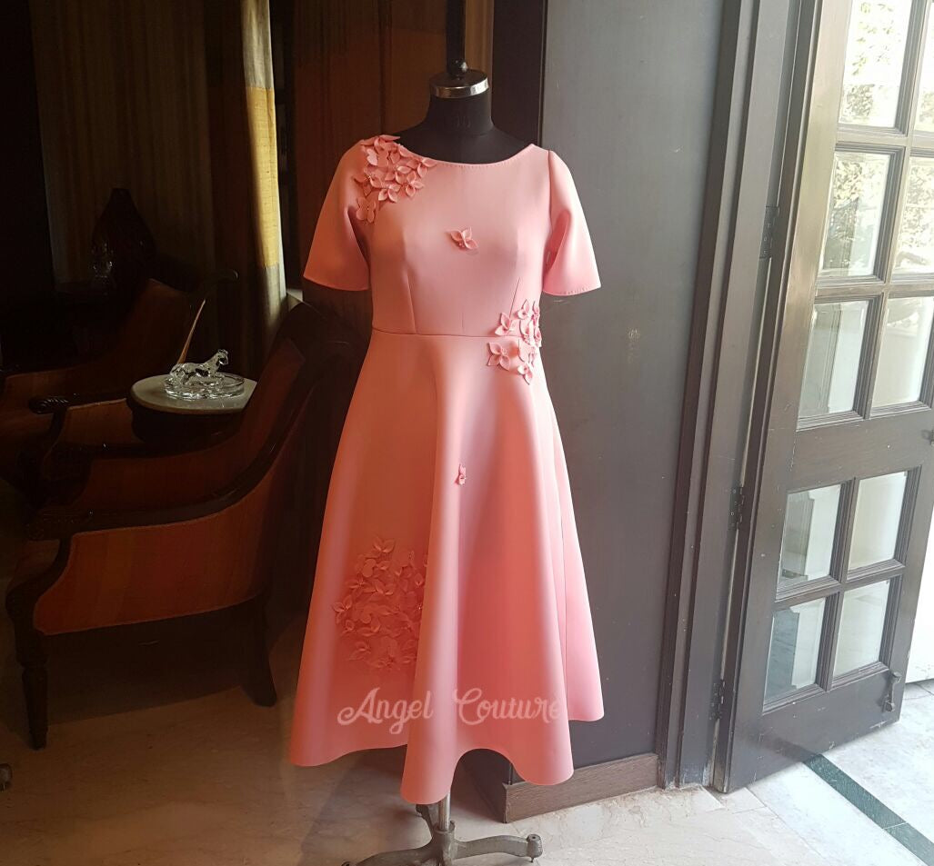 Lotus Pink Garden Midcalf Dress