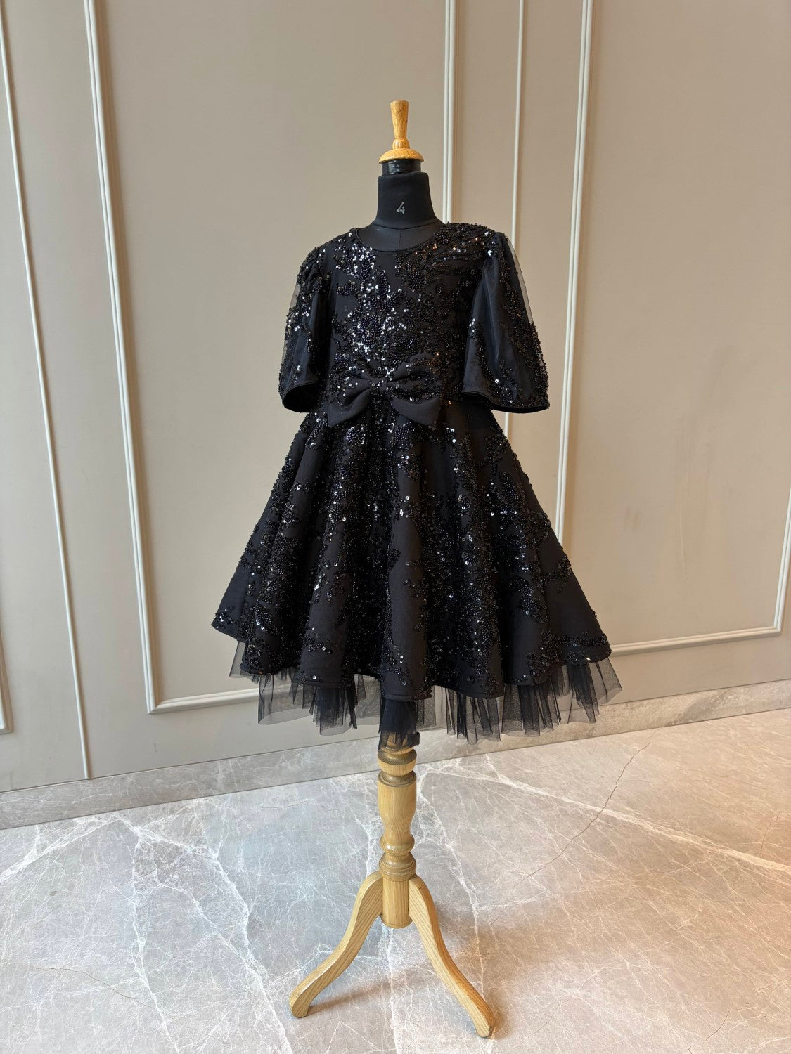 Black Sequence Full Peplum Dress