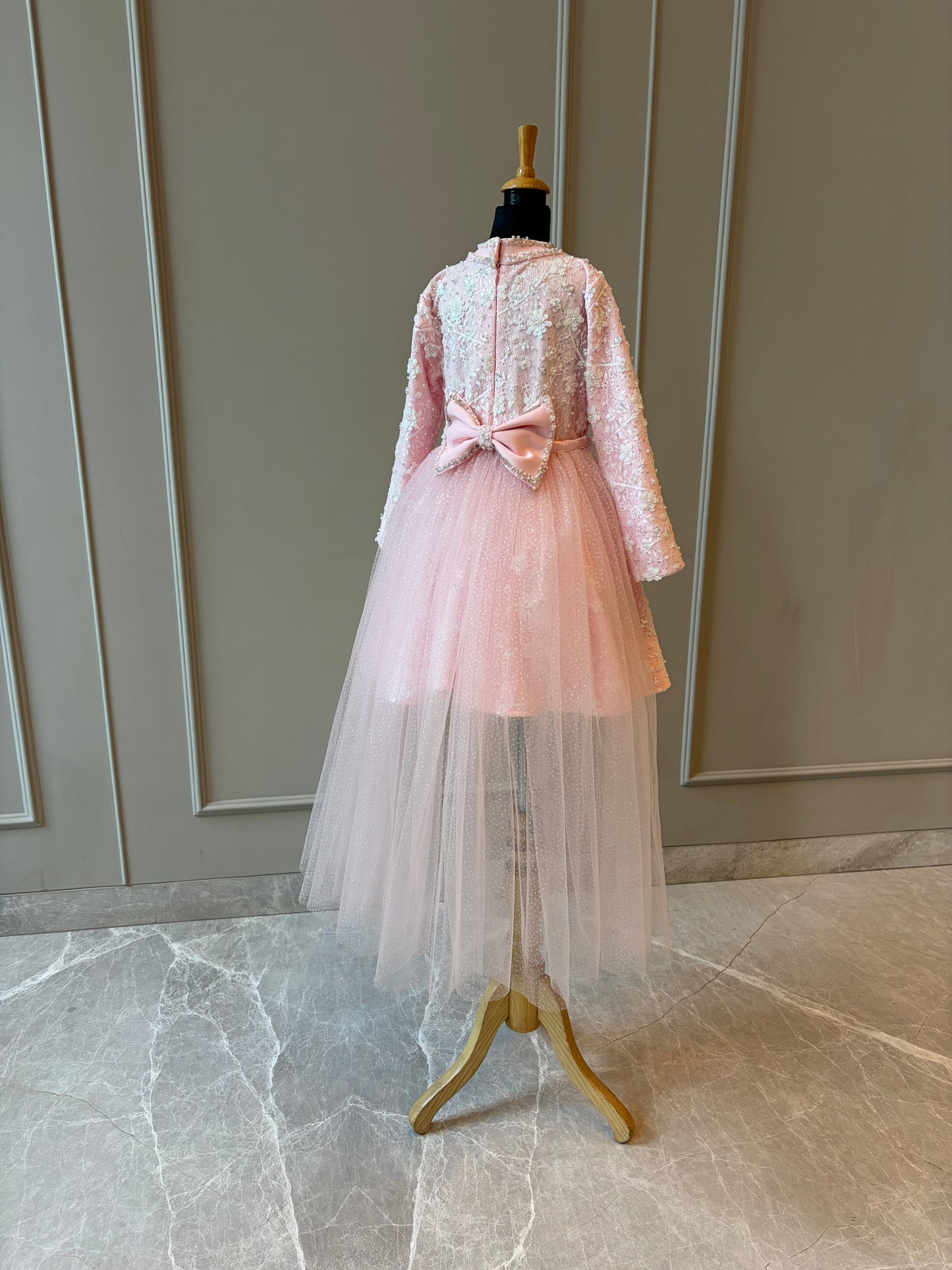 Baby Pink Ivory Sequence Chantilly Princess Flair Dress