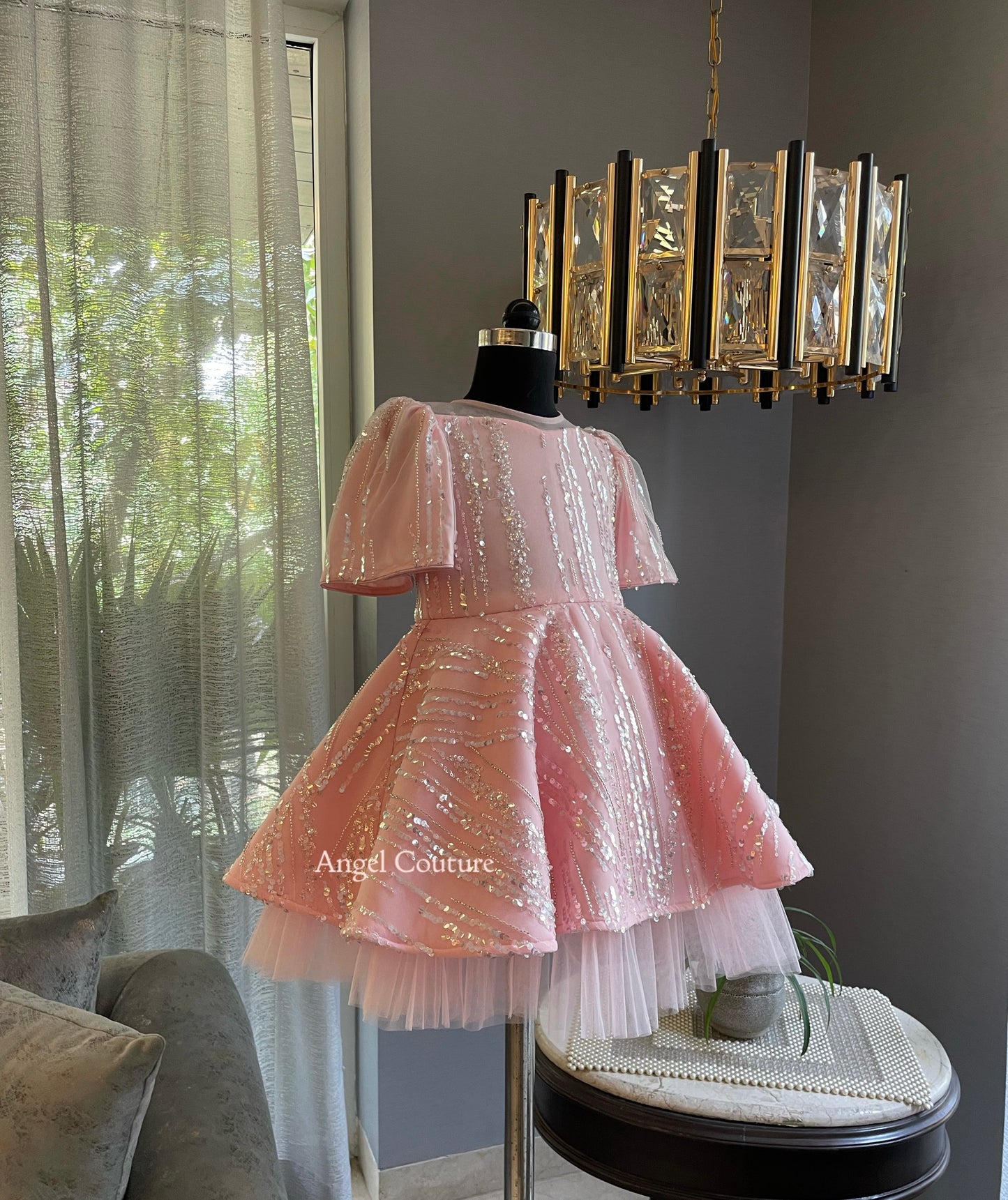 Baby Pink Line Sequence Dress