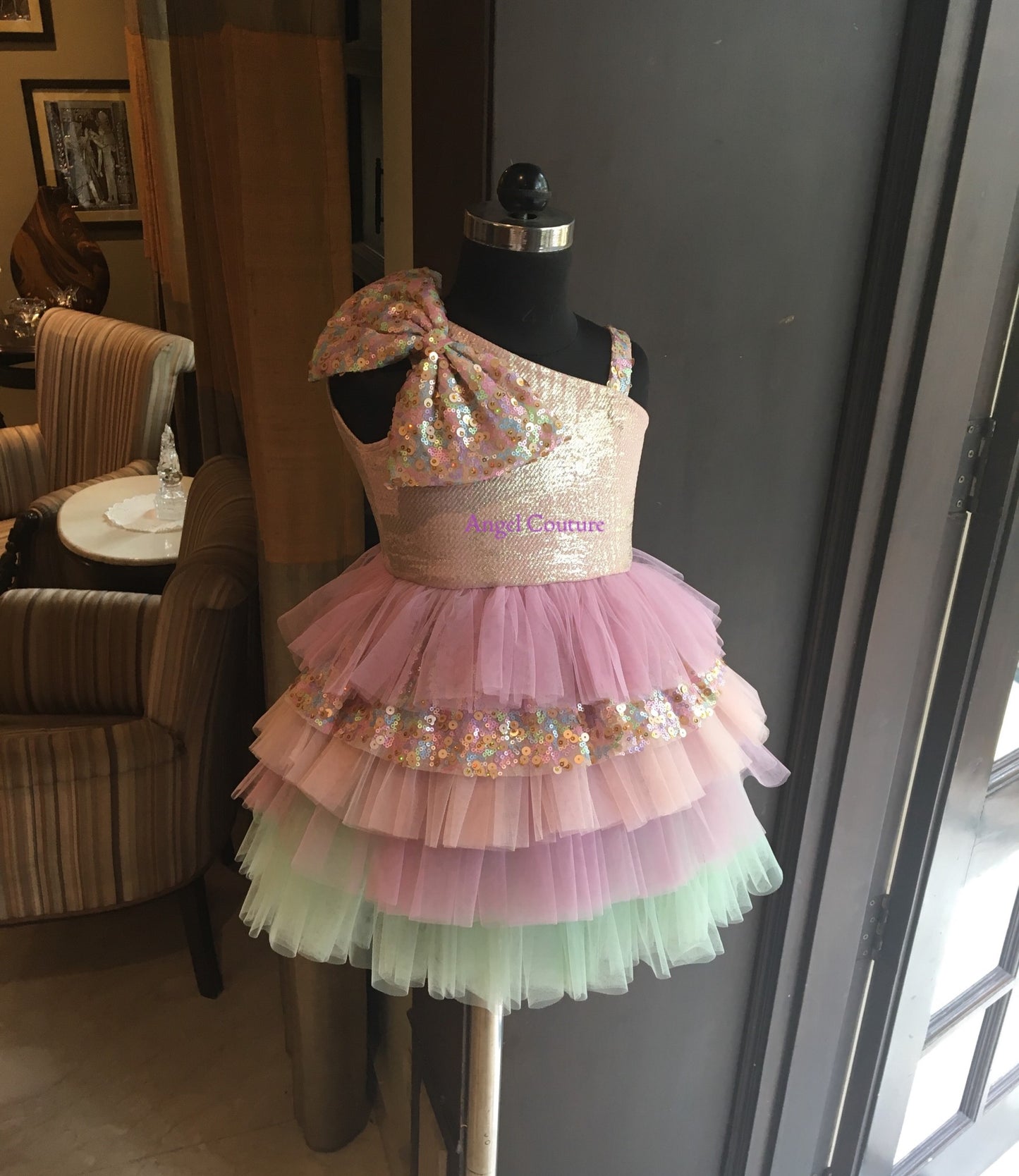 Lilac Lycra Multilayer Dress