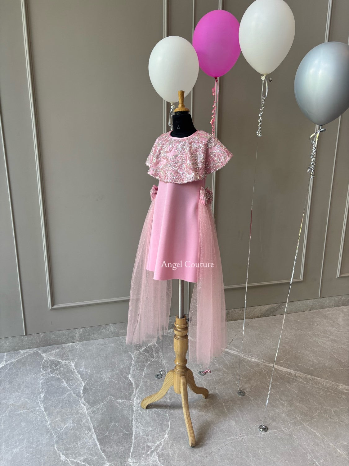 Lotus Pink Shoulder Cape Dress