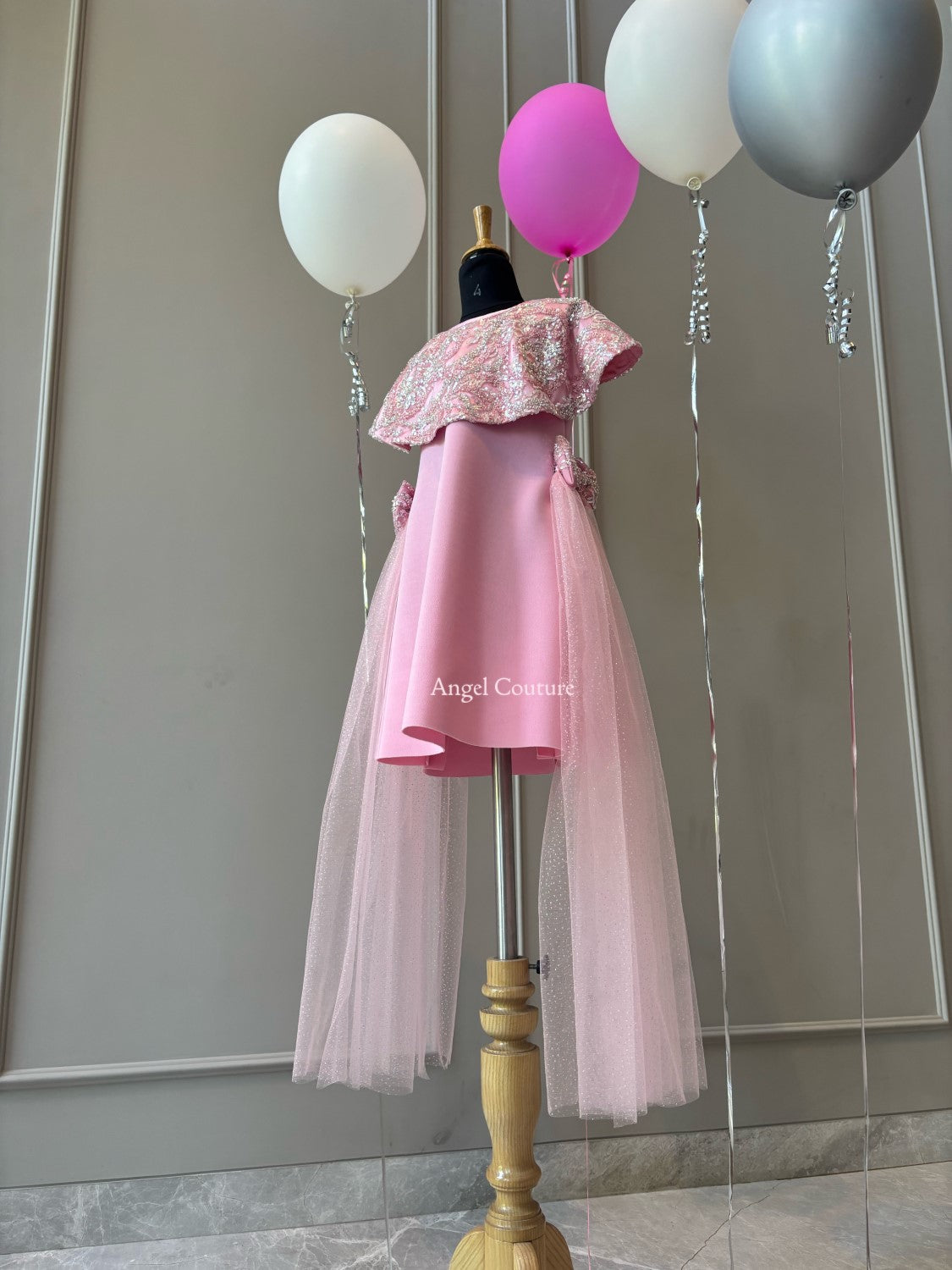 Lotus Pink Shoulder Cape Dress
