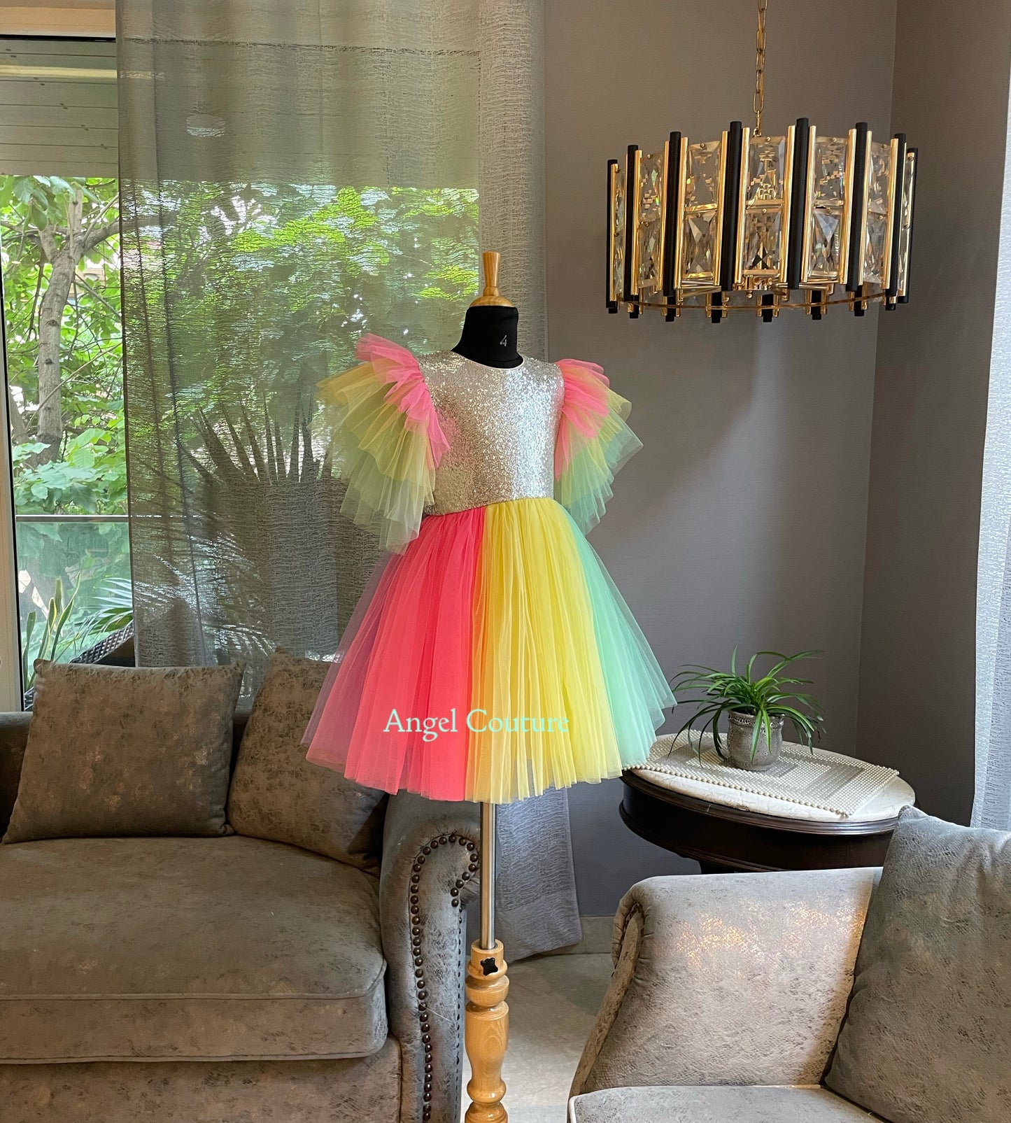 Silver Sequence Rainbow Net Dress