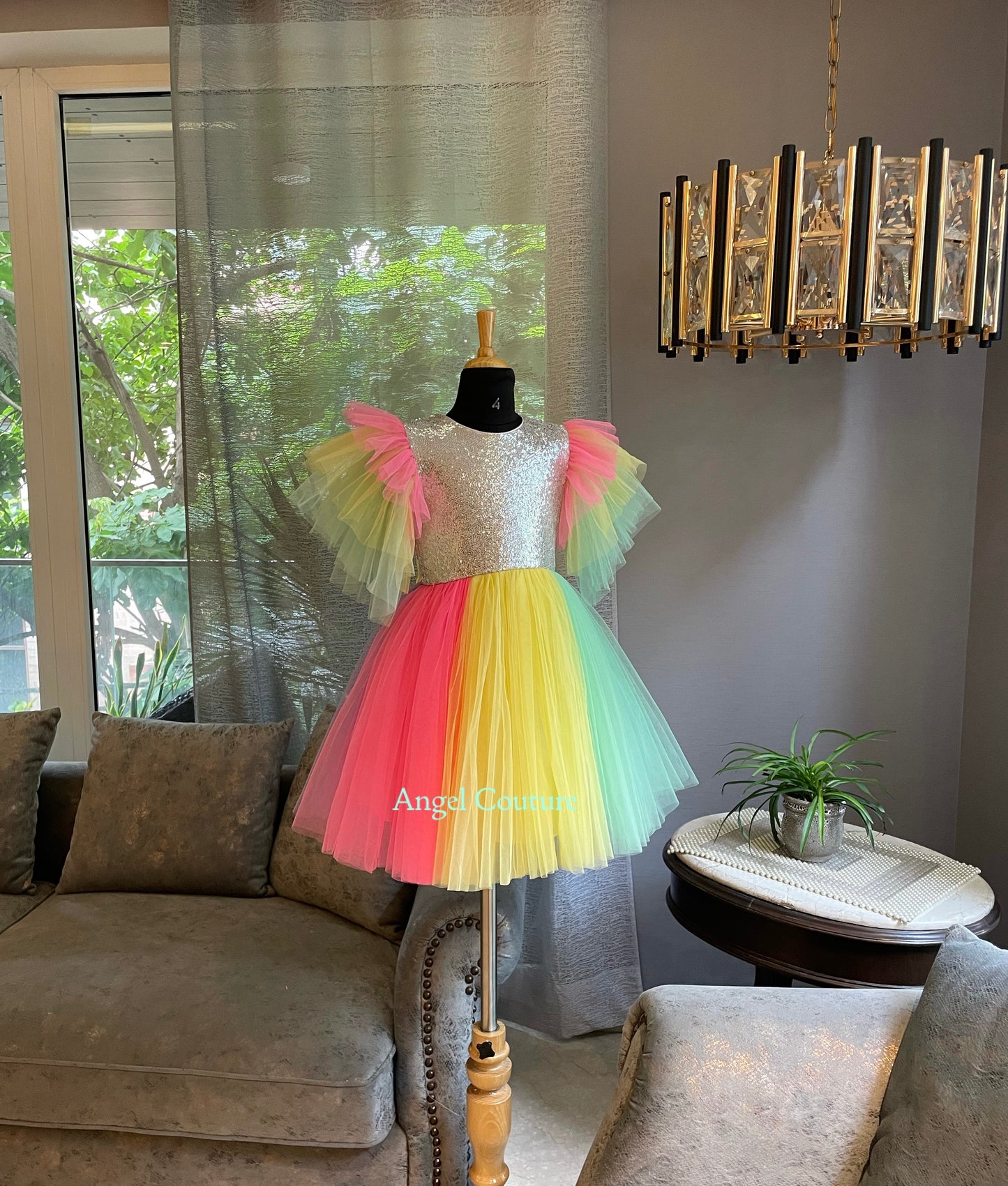Silver Sequence Rainbow Net Dress
