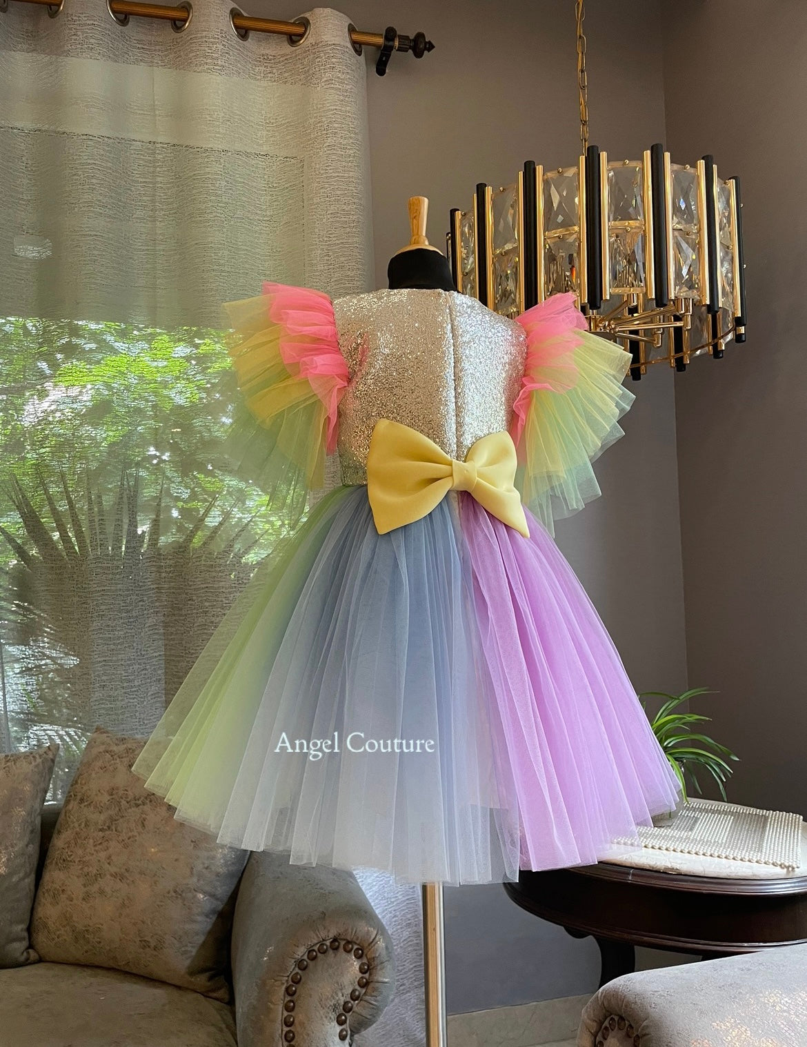Silver Sequence Rainbow Net Dress