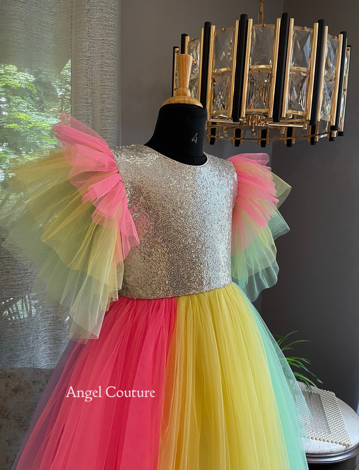Silver Sequence Rainbow Net Dress