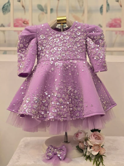 Lilac Jhilmil Sequence Full Peplum Dress