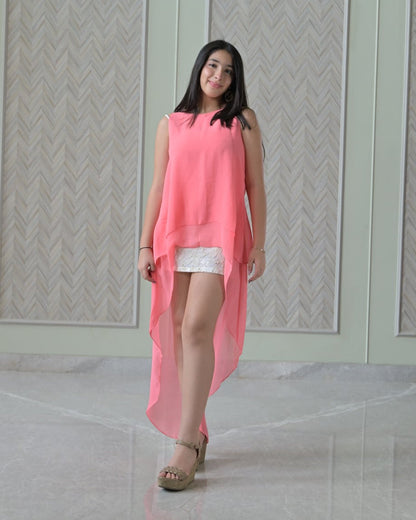 Coral Light Pink Double Layer Top