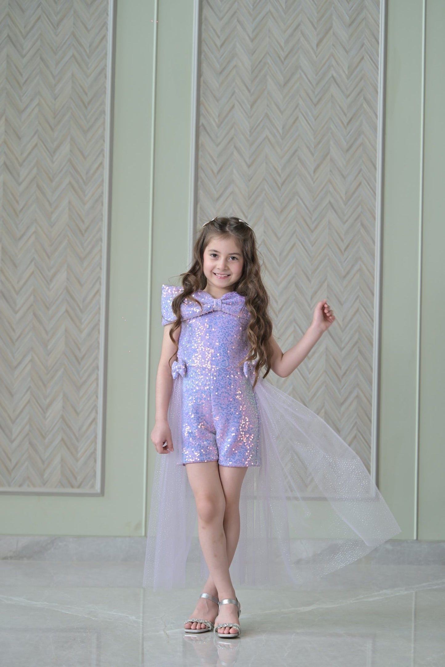 Lilac Sequence Playsuit With Back Flair