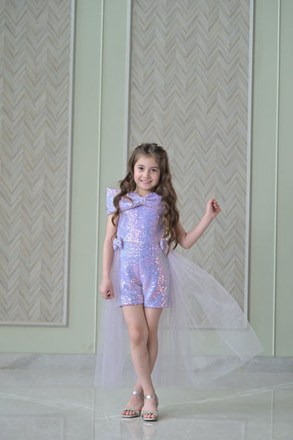Lilac Sequence Playsuit With Back Flair