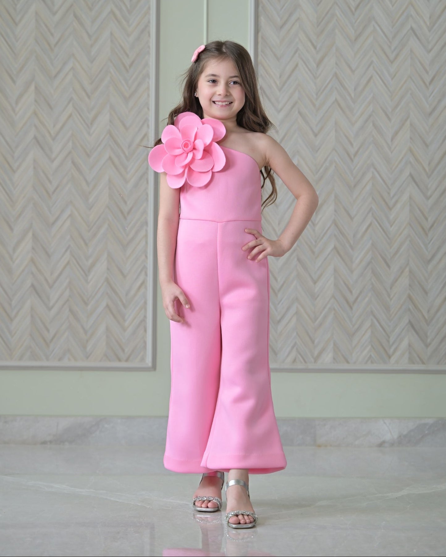 Lotus Pink 3D Flower Jumpsuit