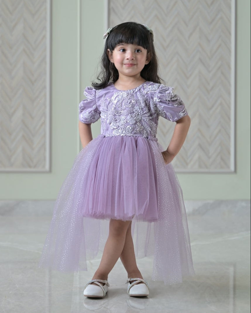 Lavender Seuence Dress With Back Flair
