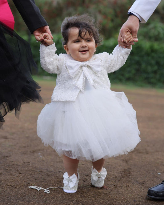 Ivory Sequence Bow Jacket Dress