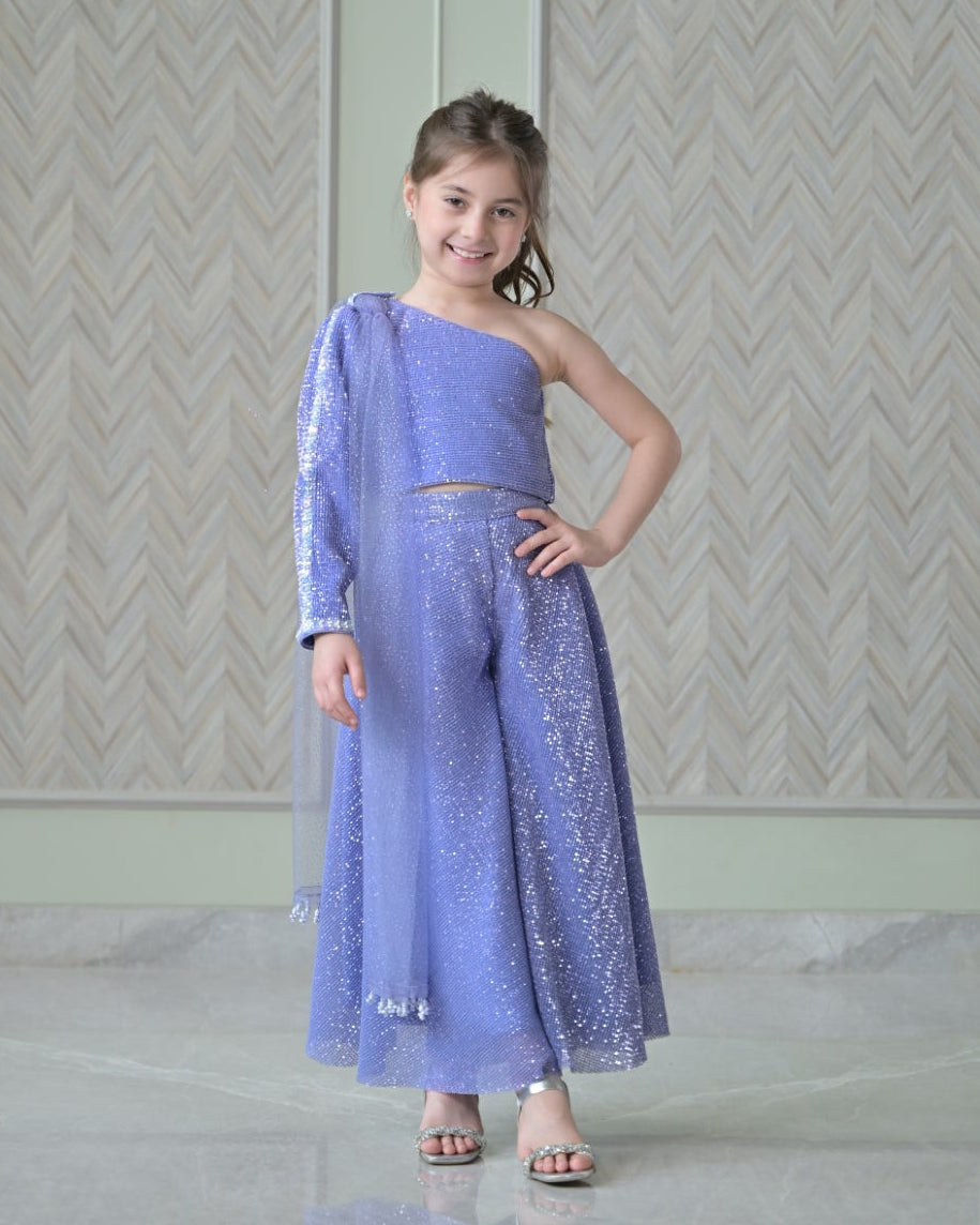 Lilac Lavender Sequence Sharara Set With Dupatta