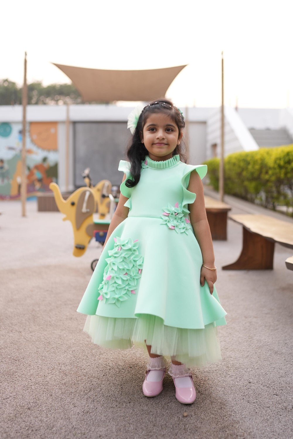 Mint Green Garden Short Long Gown