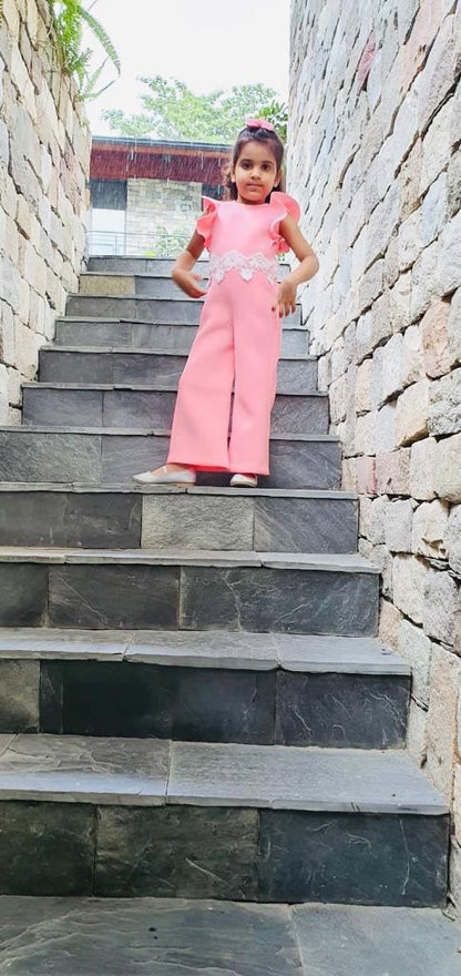 Baby Pink Lace Jumpsuit