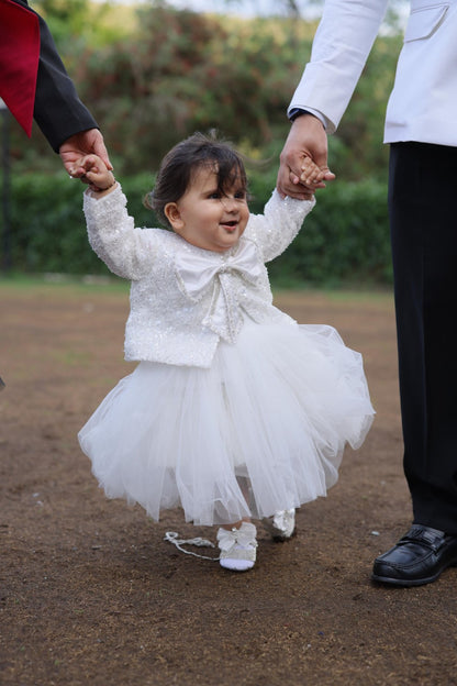 Ivory Sequence Bow Jacket Dress